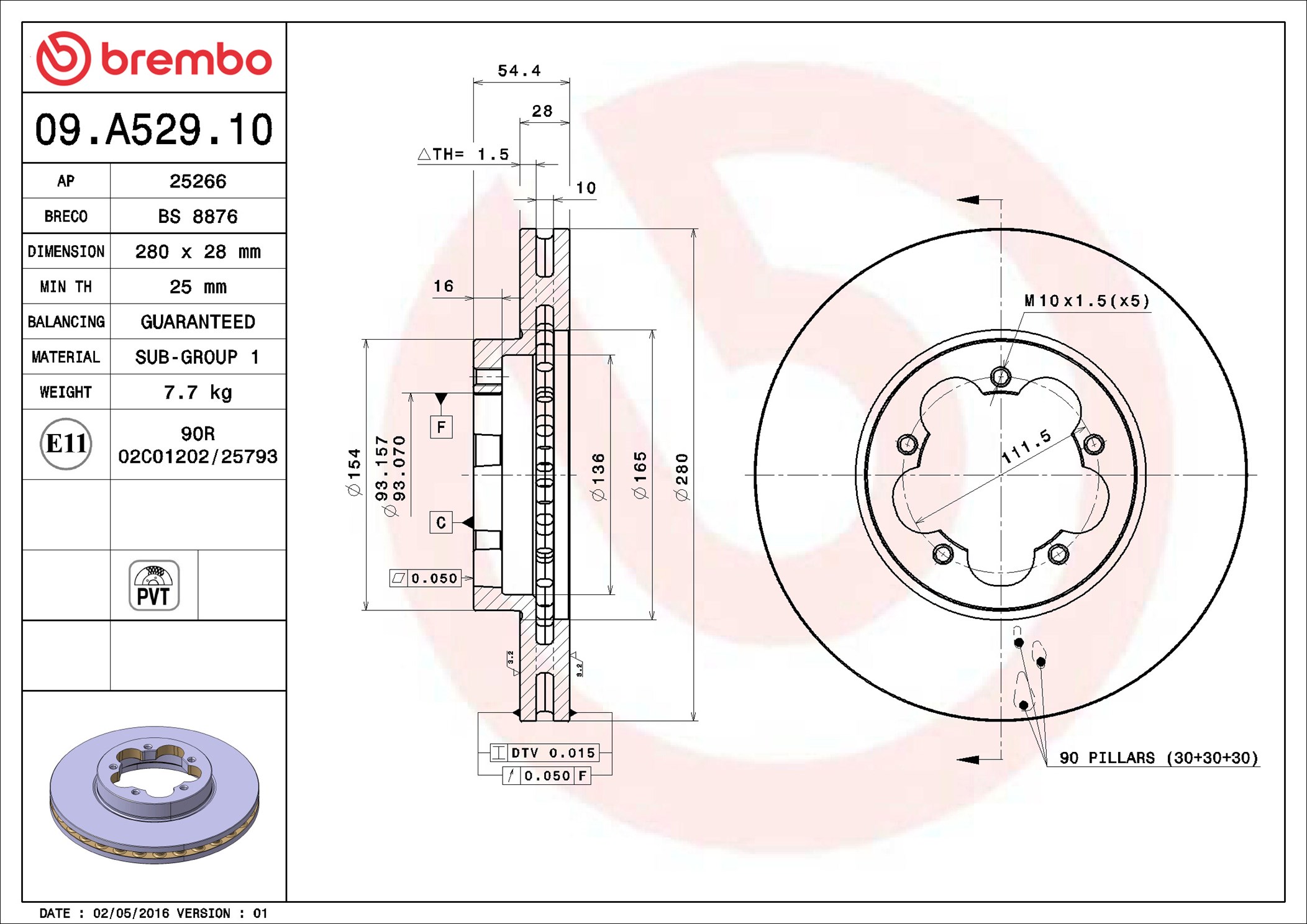 Bremsscheibe - 09.A529.10 BREMBO