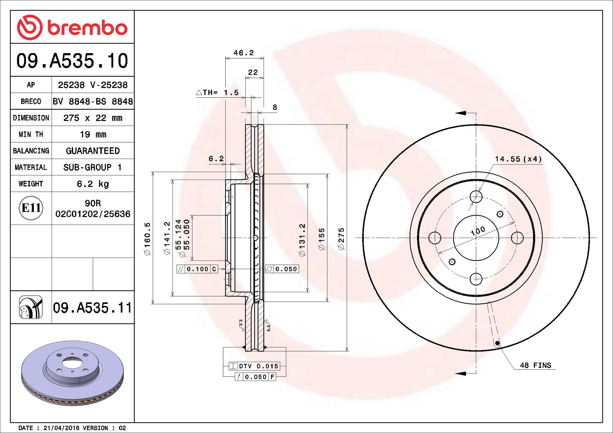Discofreno - 09.A535.11 BREMBO