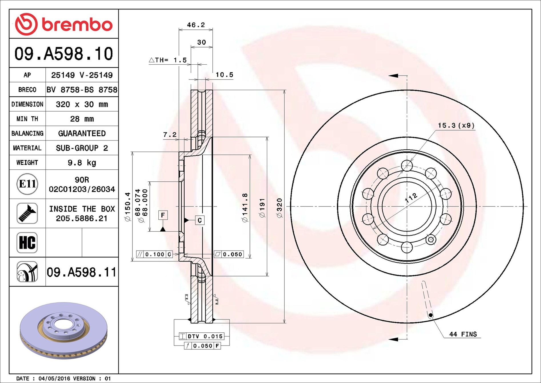 Discofreno - 09.A598.11 BREMBO