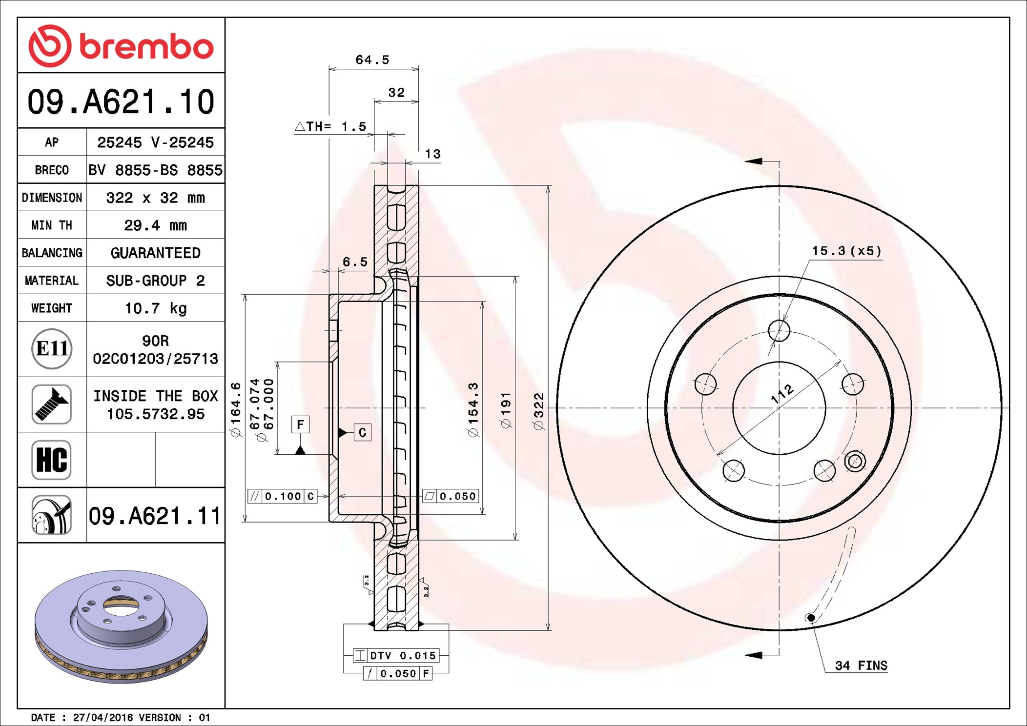 Discofreno - 09.A621.11 BREMBO