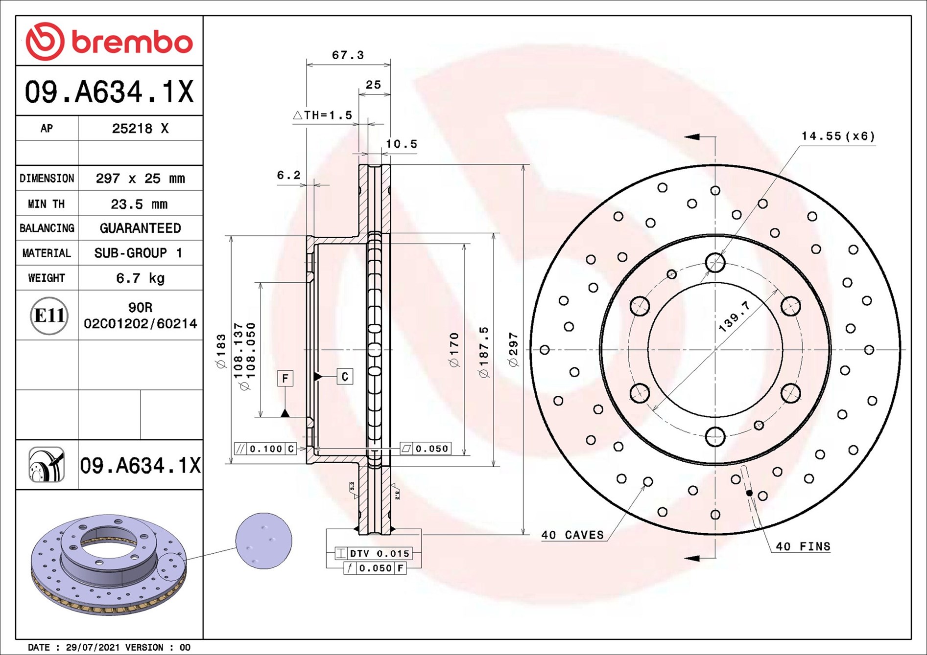 Brake Disc - 09.A634.1X BREMBO
