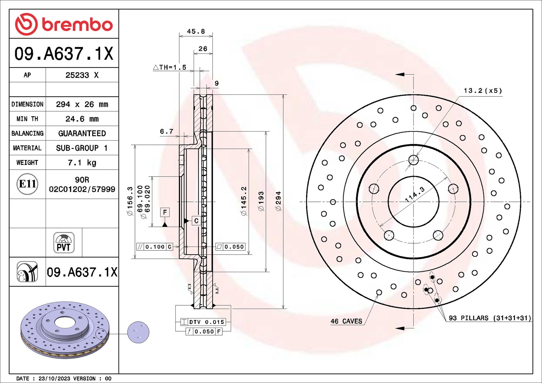 Discofreno - 09.A637.1X BREMBO