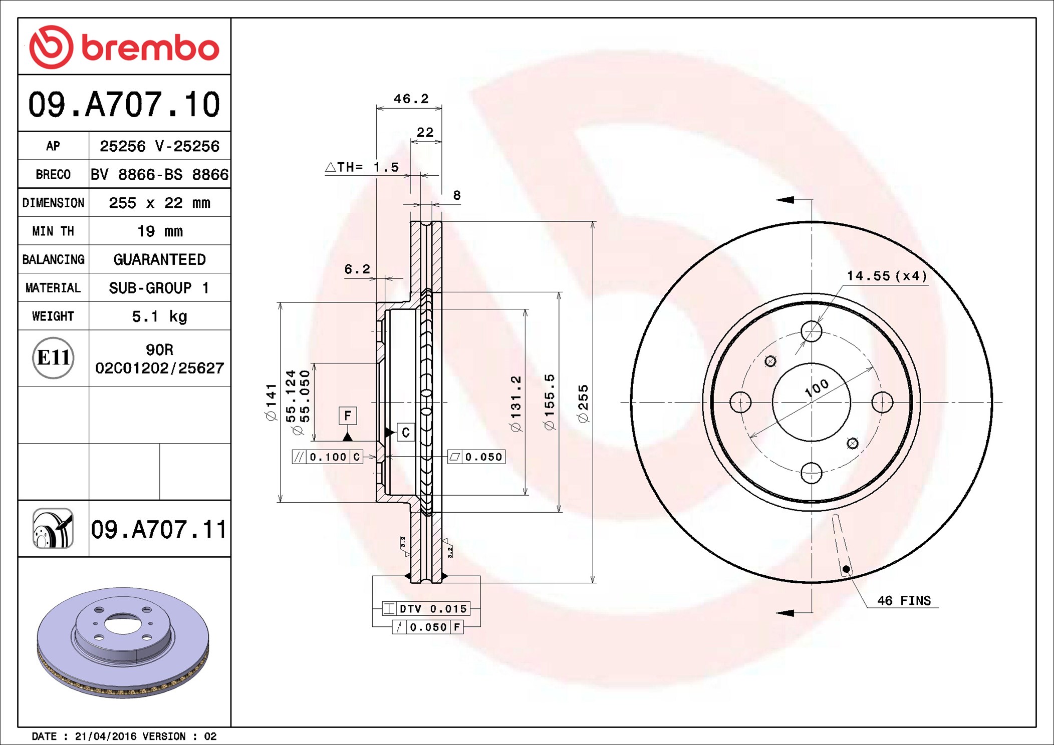 Discofreno - 09.A707.11 BREMBO