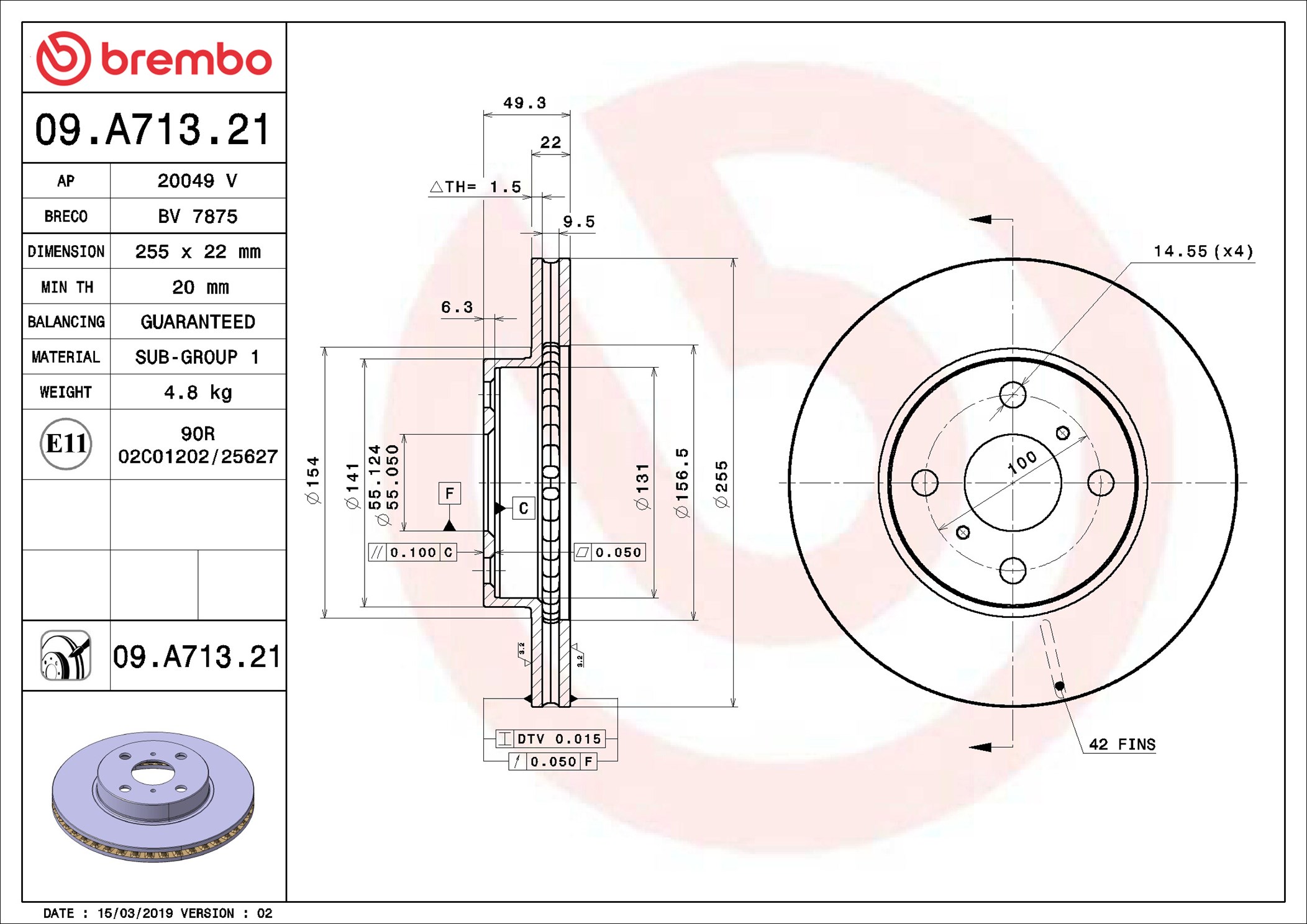 Brake Disc - 09.A713.21 BREMBO