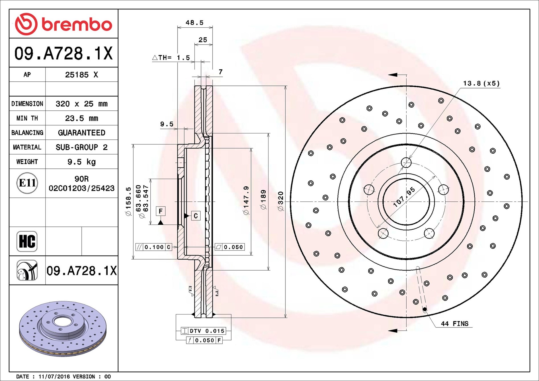 Brake Disc - 09.A728.1X BREMBO