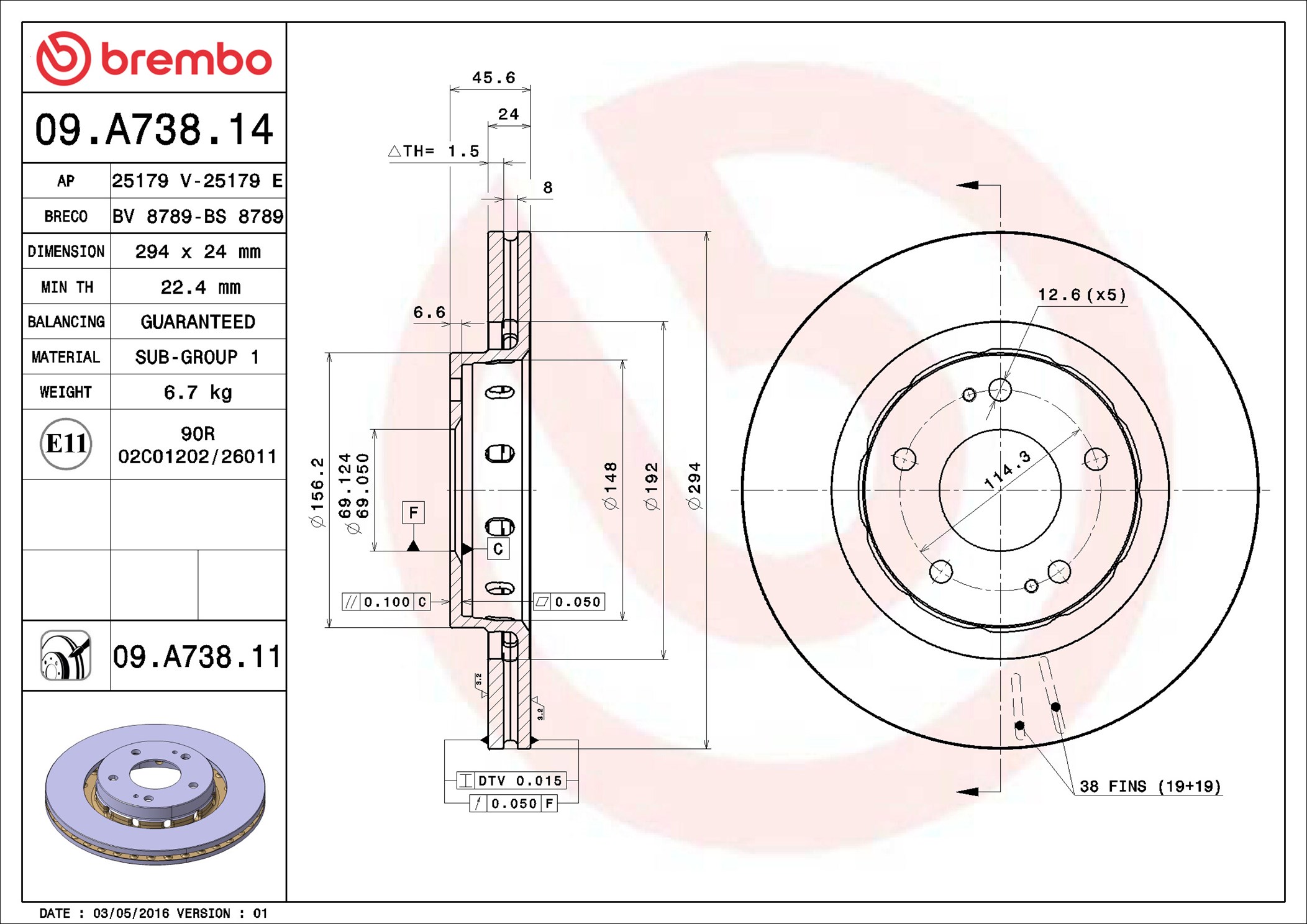 Discofreno - 09.A738.11 BREMBO