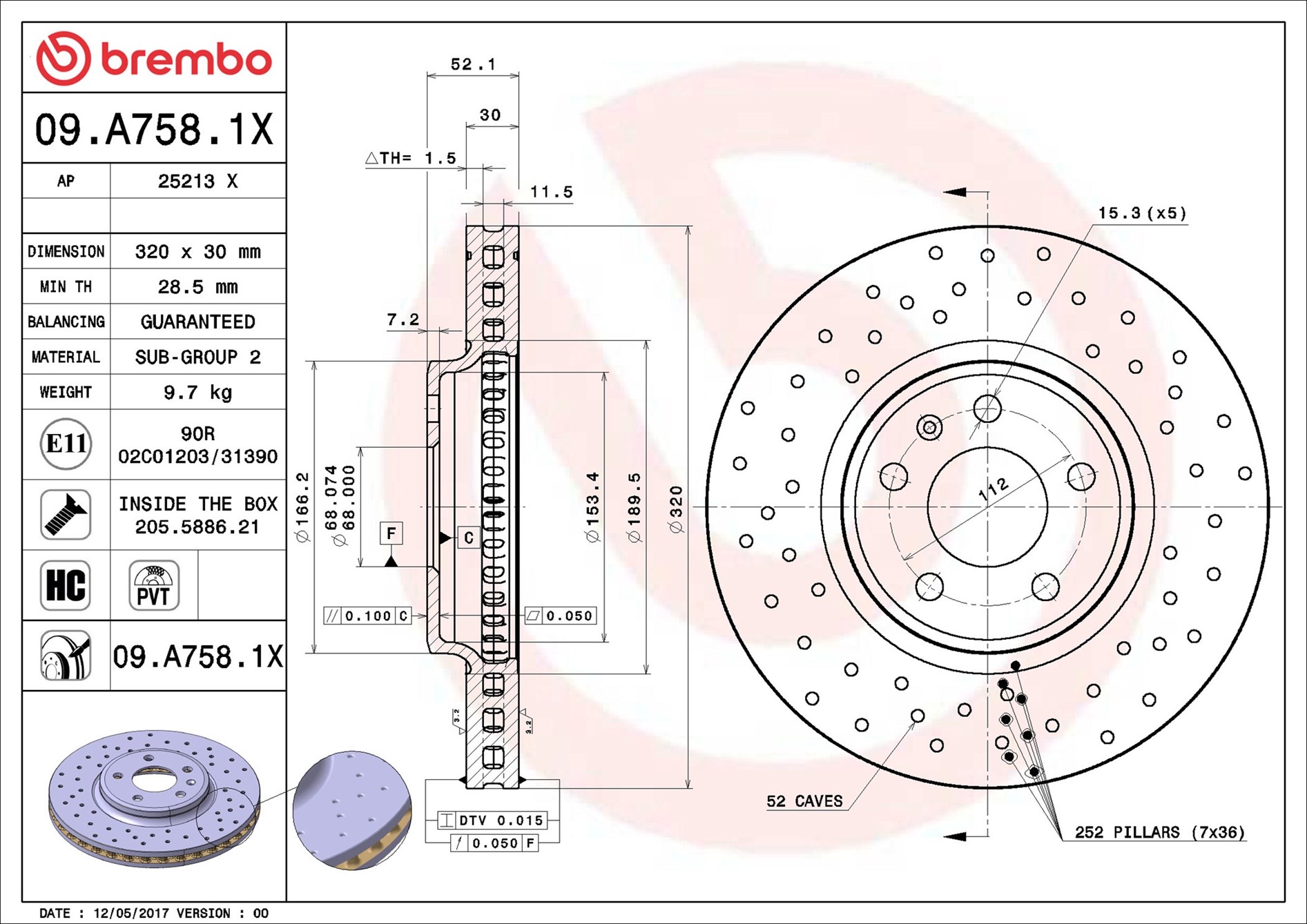 Brake Disc - 09.A758.1X BREMBO