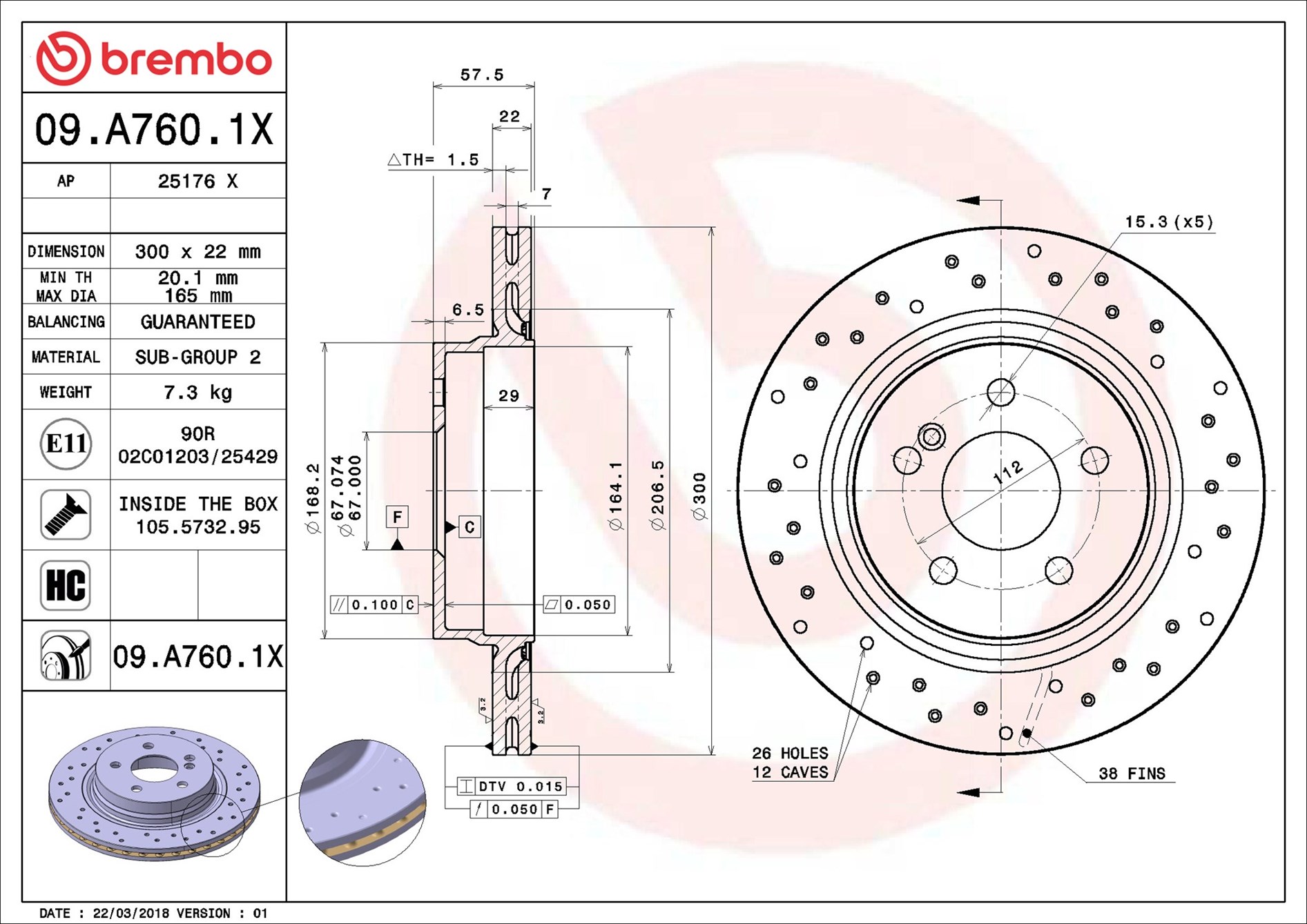 Discofreno - 09.A760.1X BREMBO