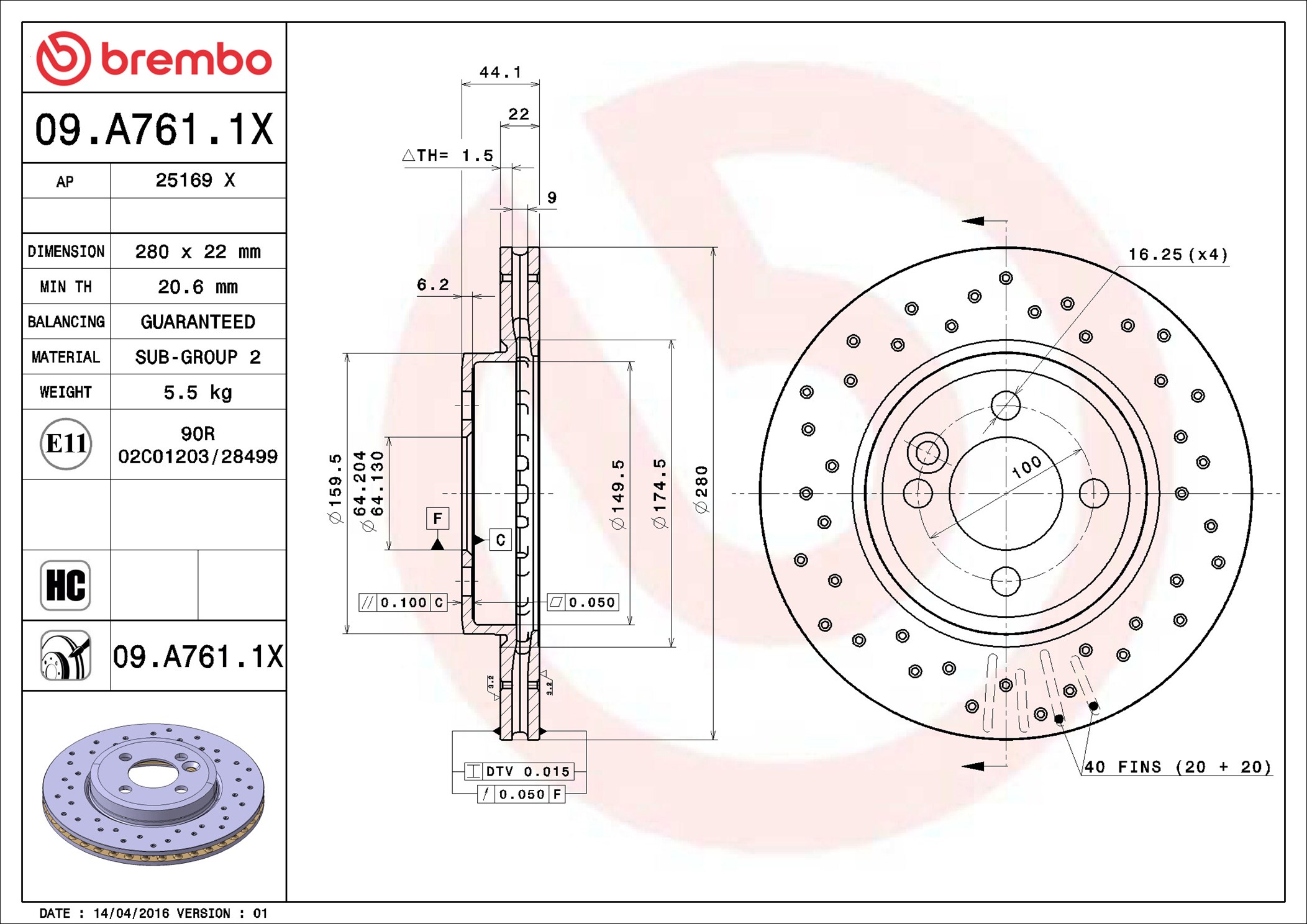 Discofreno - 09.A761.1X BREMBO