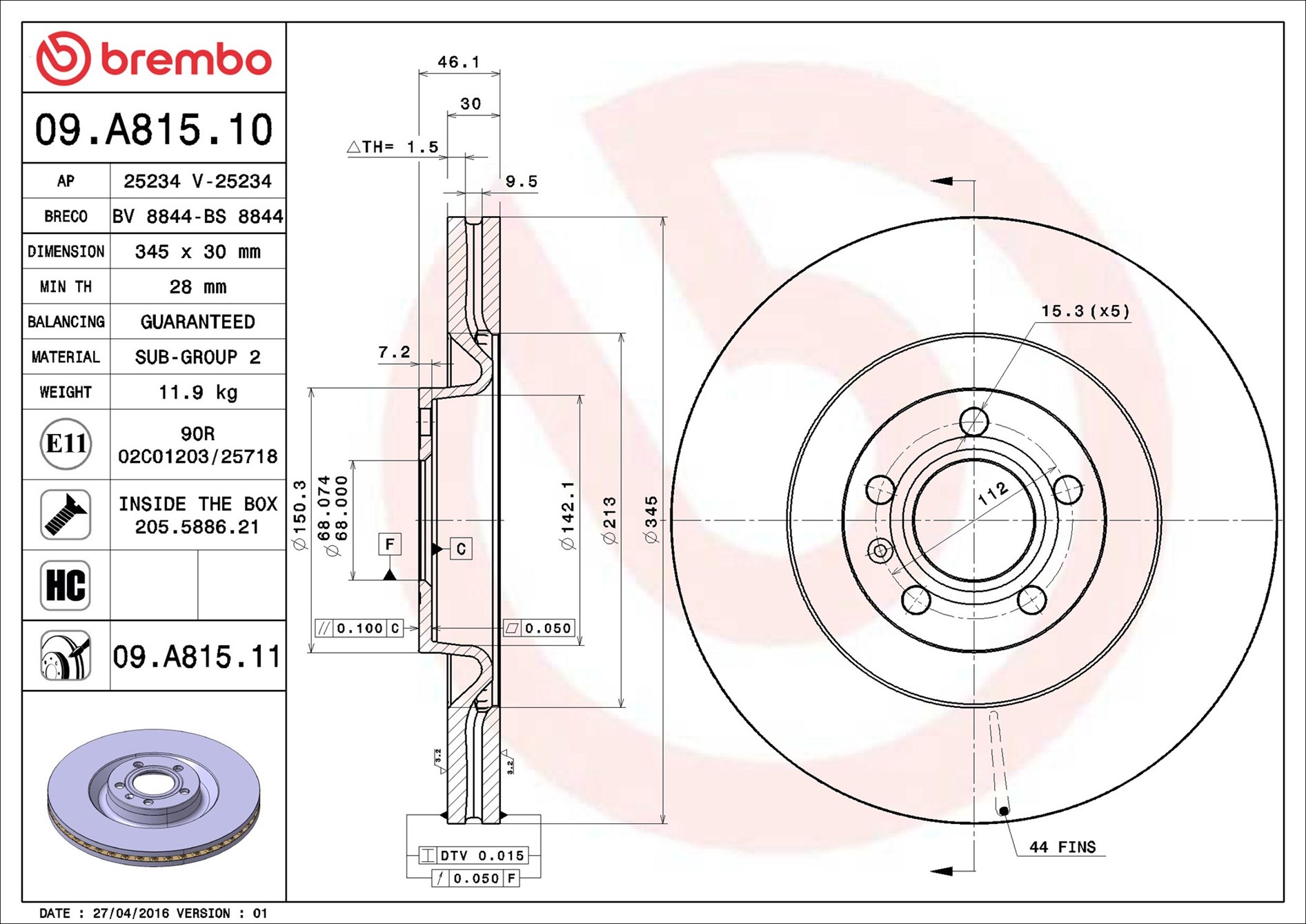 Discofreno - 09.A815.11 BREMBO
