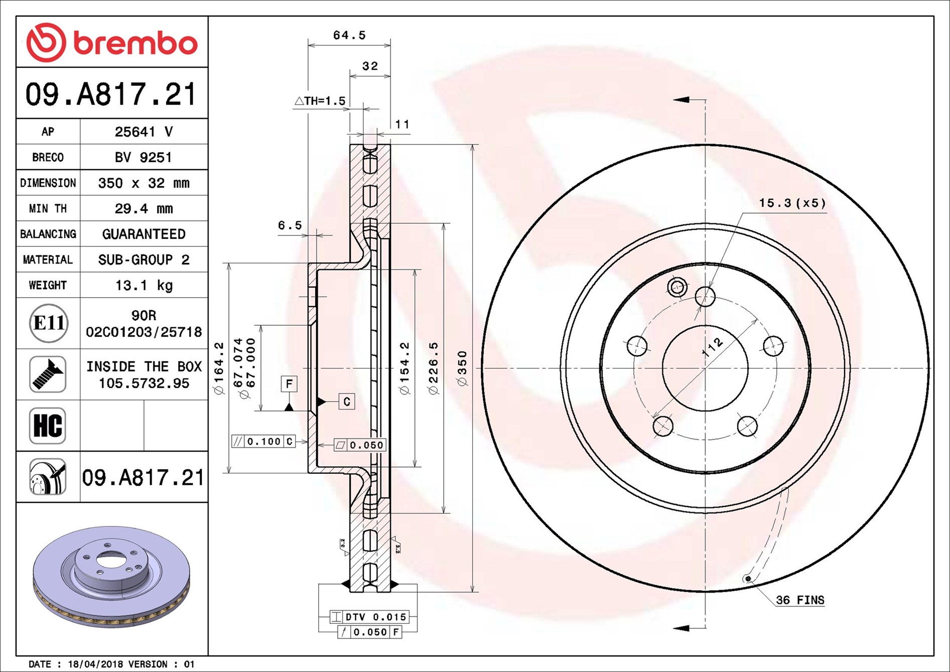 stabdžių diskas - 09.A817.21 BREMBO