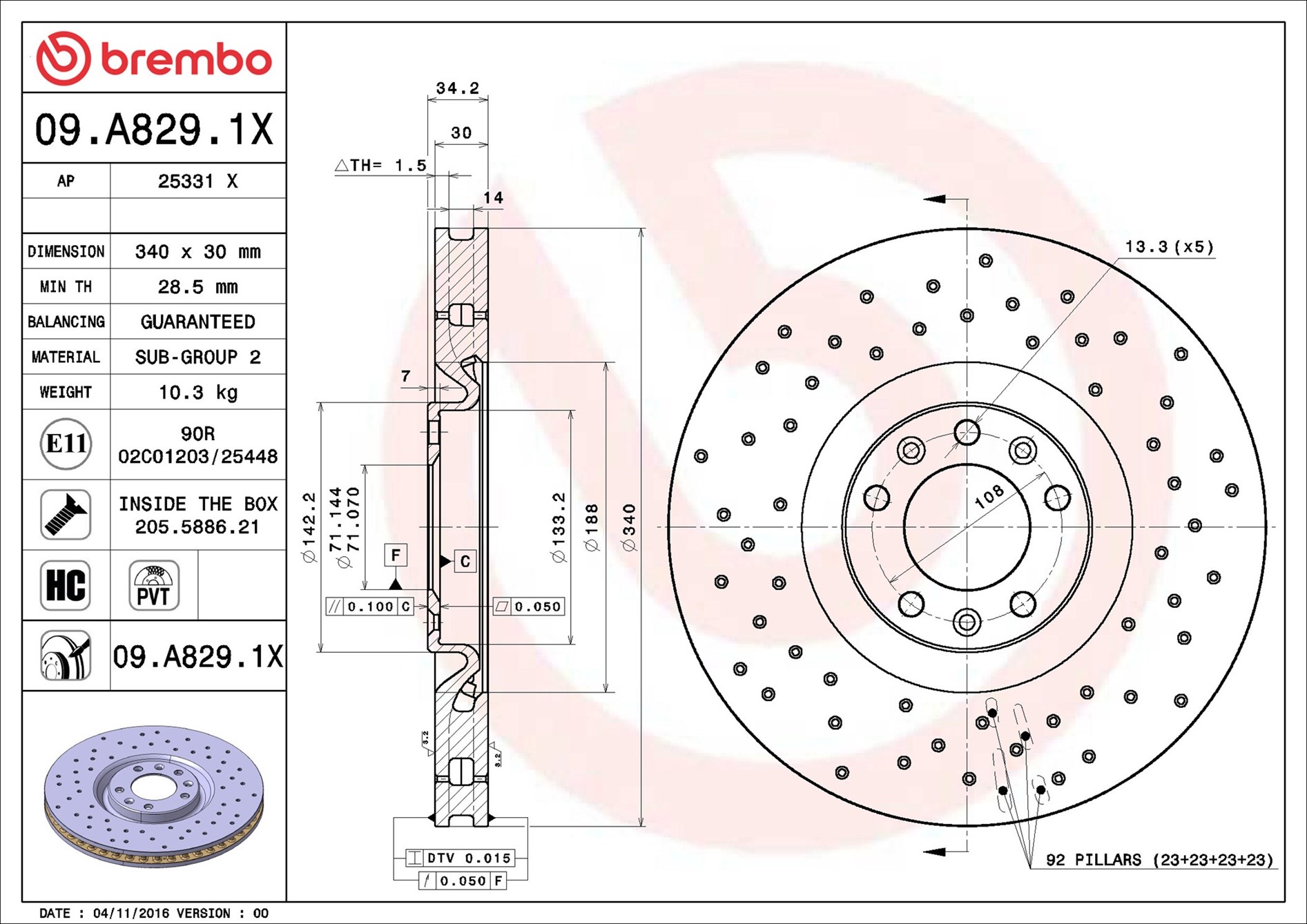 Discofreno - 09.A829.1X BREMBO