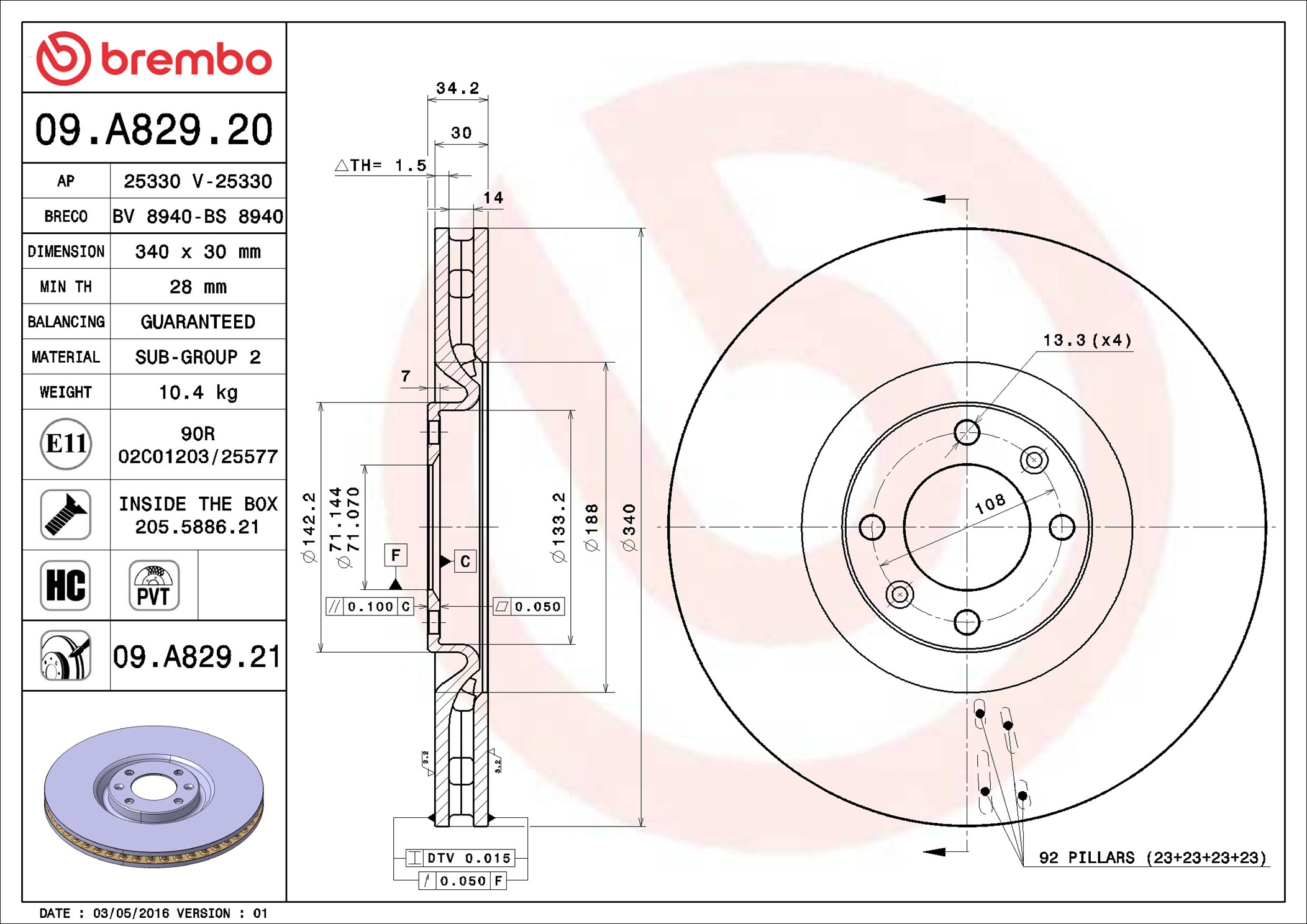Discofreno - 09.A829.21 BREMBO