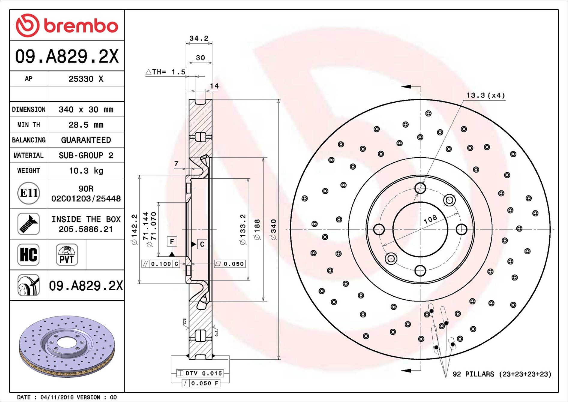 Discofreno - 09.A829.2X BREMBO