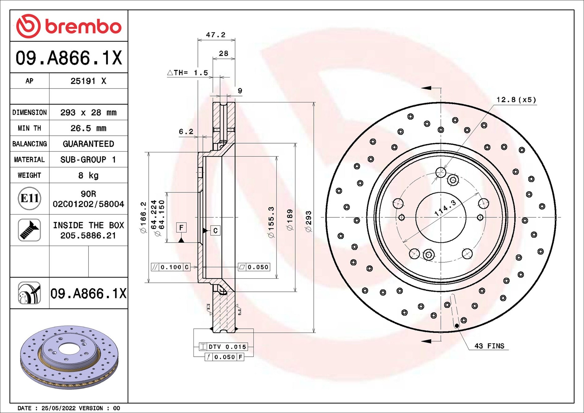 Discofreno - 09.A866.1X BREMBO