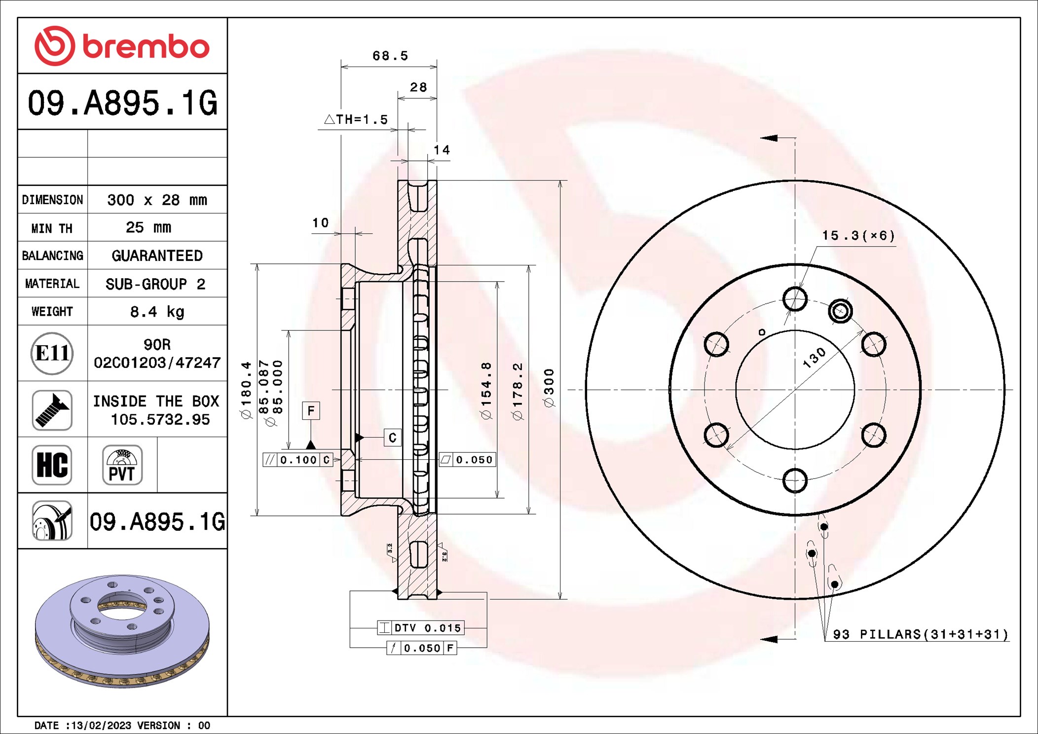 Brake Set, disc brakes - KT 10 052 BREMBO