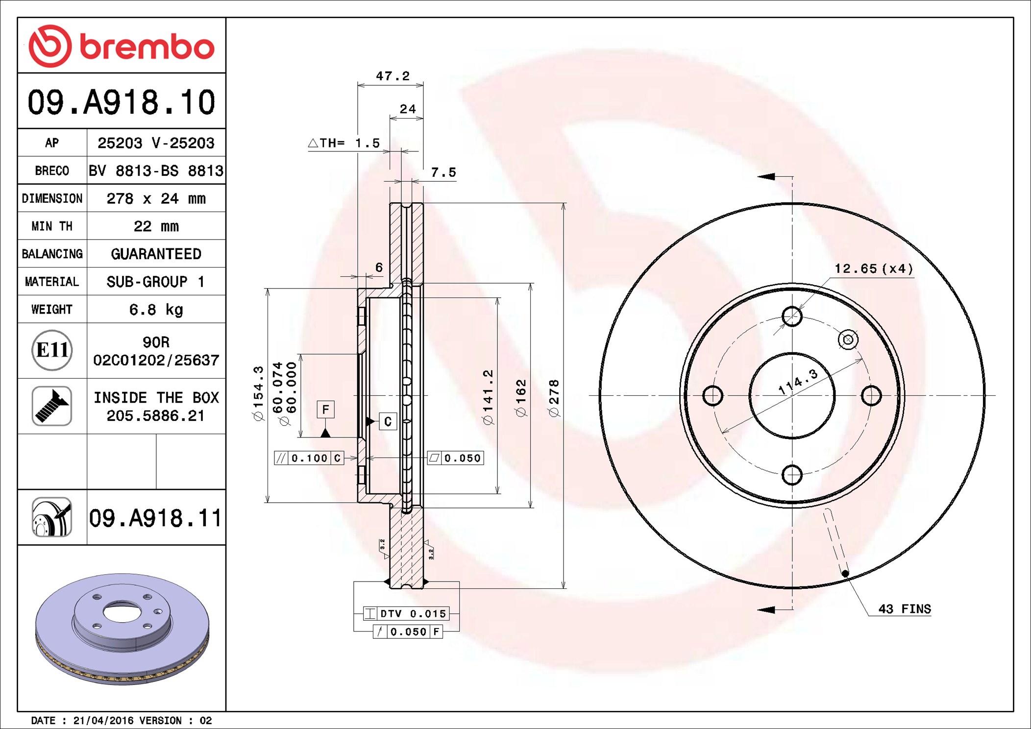 Discofreno - 09.A918.11 BREMBO