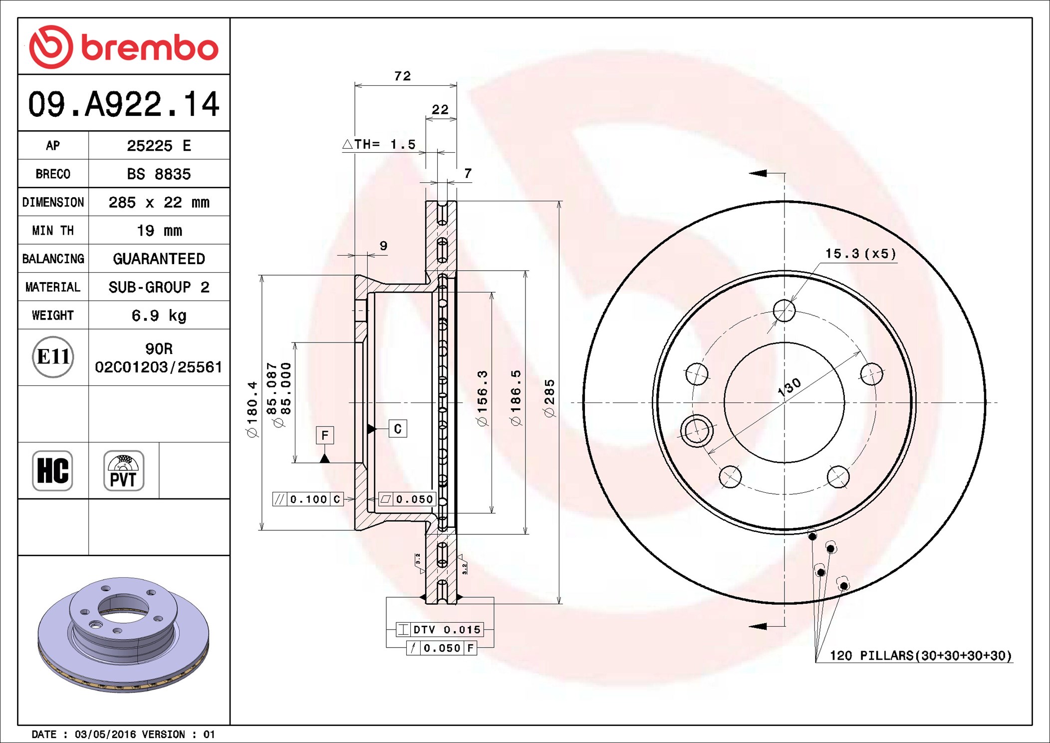 Discofreno - 09.A922.14 BREMBO