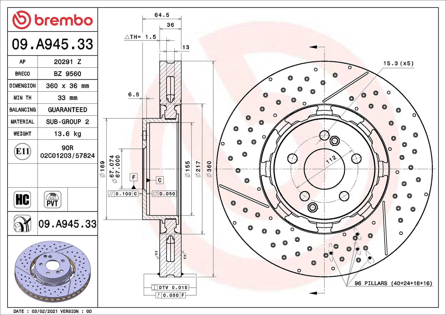 Discofreno - 09.A945.33 BREMBO