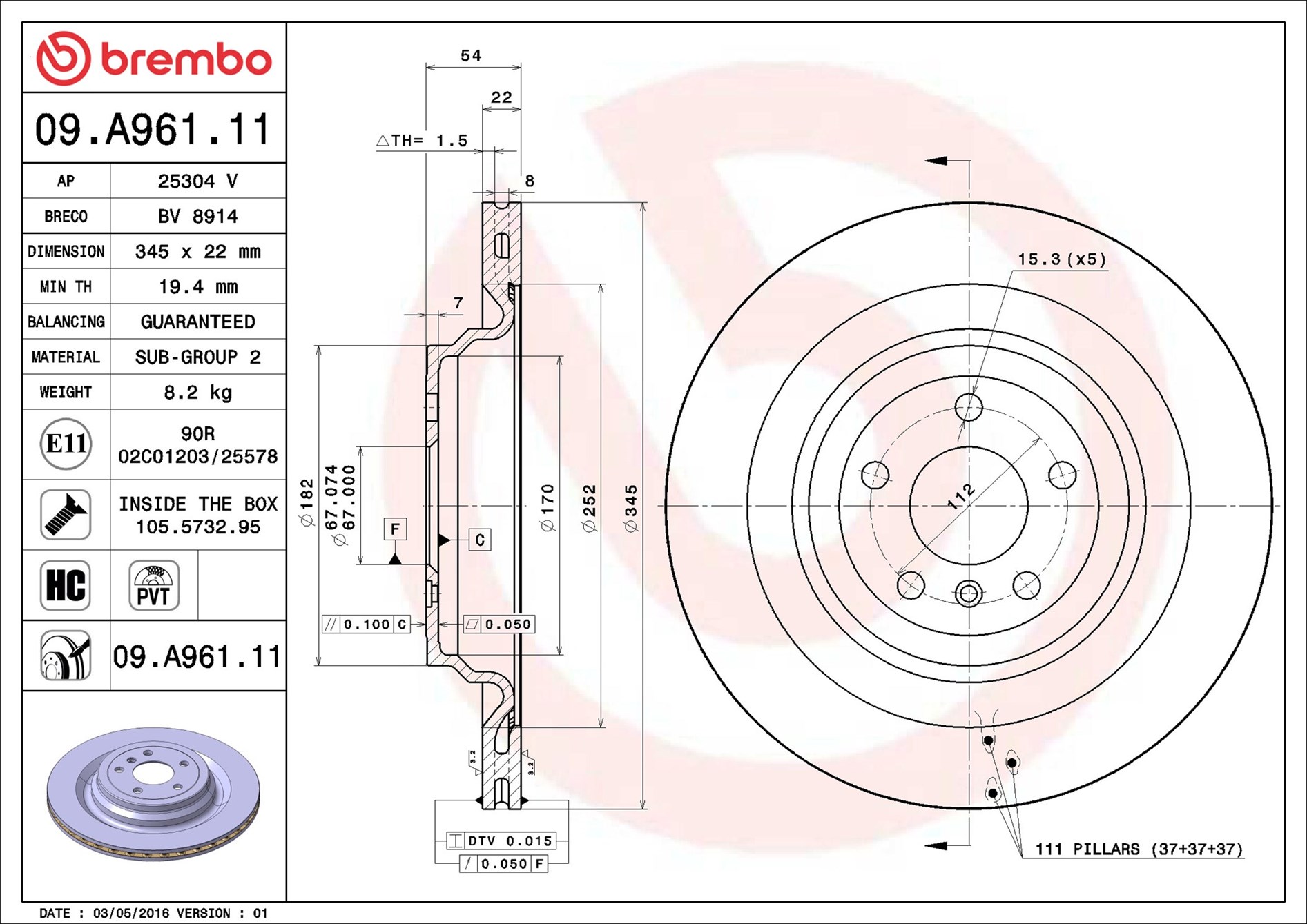 Discofreno - 09.A961.11 BREMBO