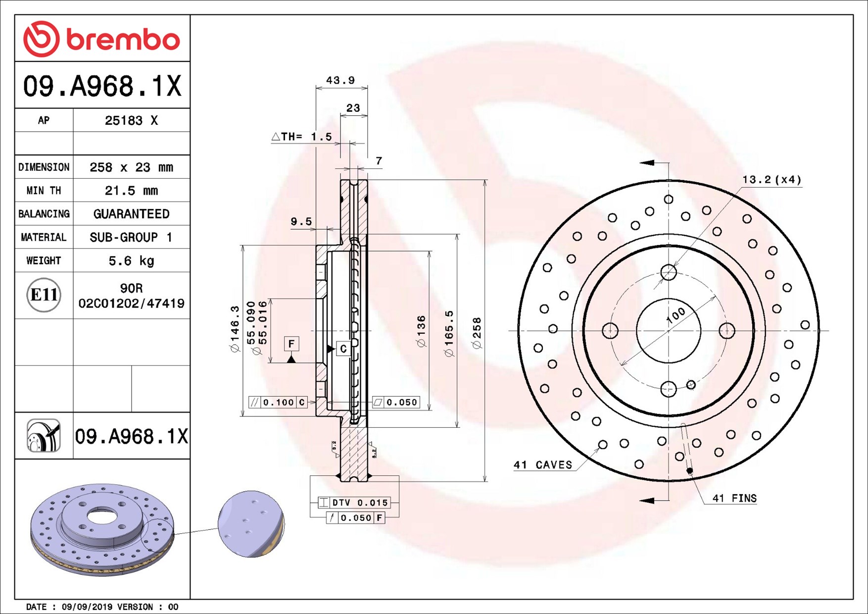 Discofreno - 09.A968.1X BREMBO