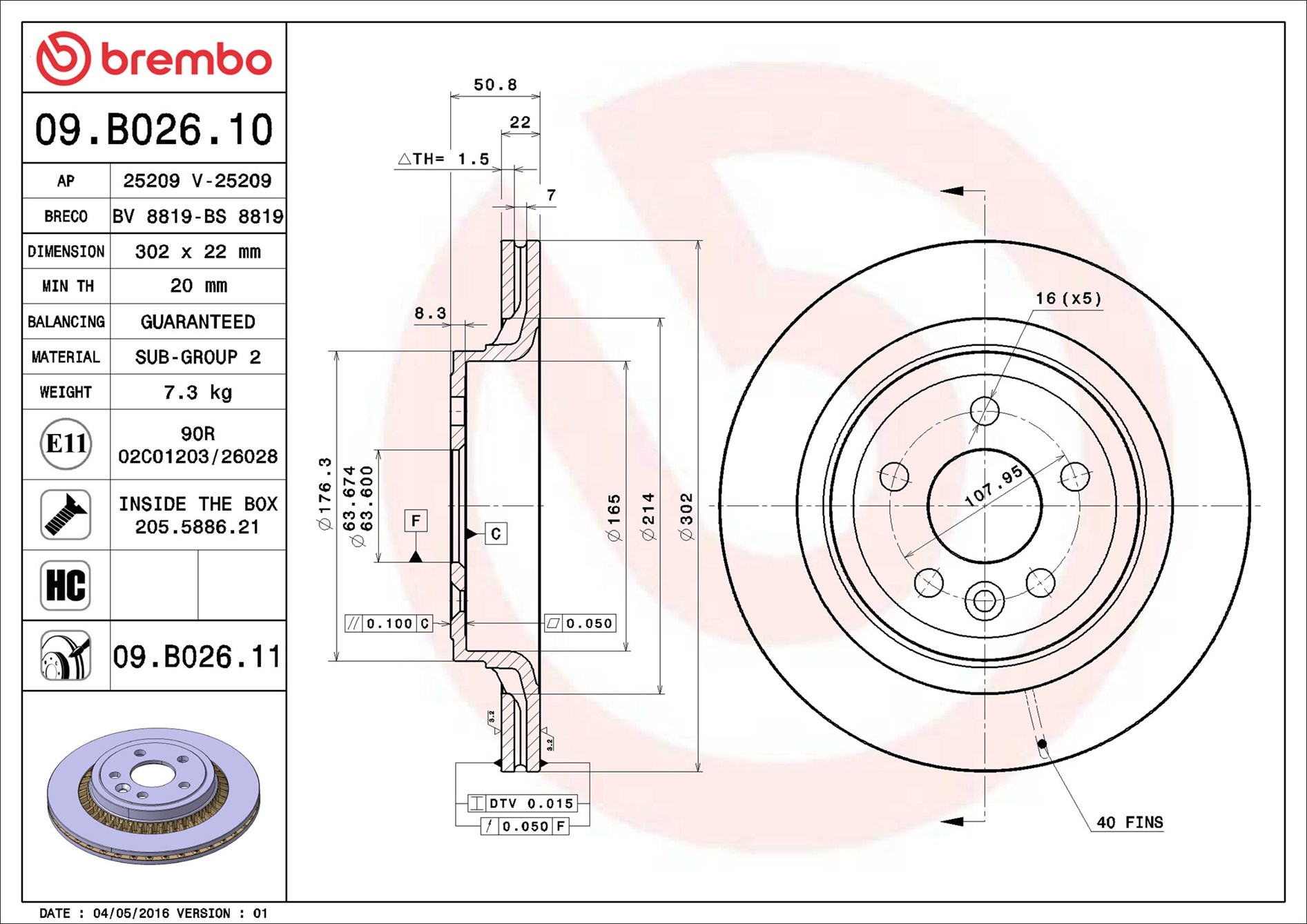 Brake Disc - 09.B026.11 BREMBO