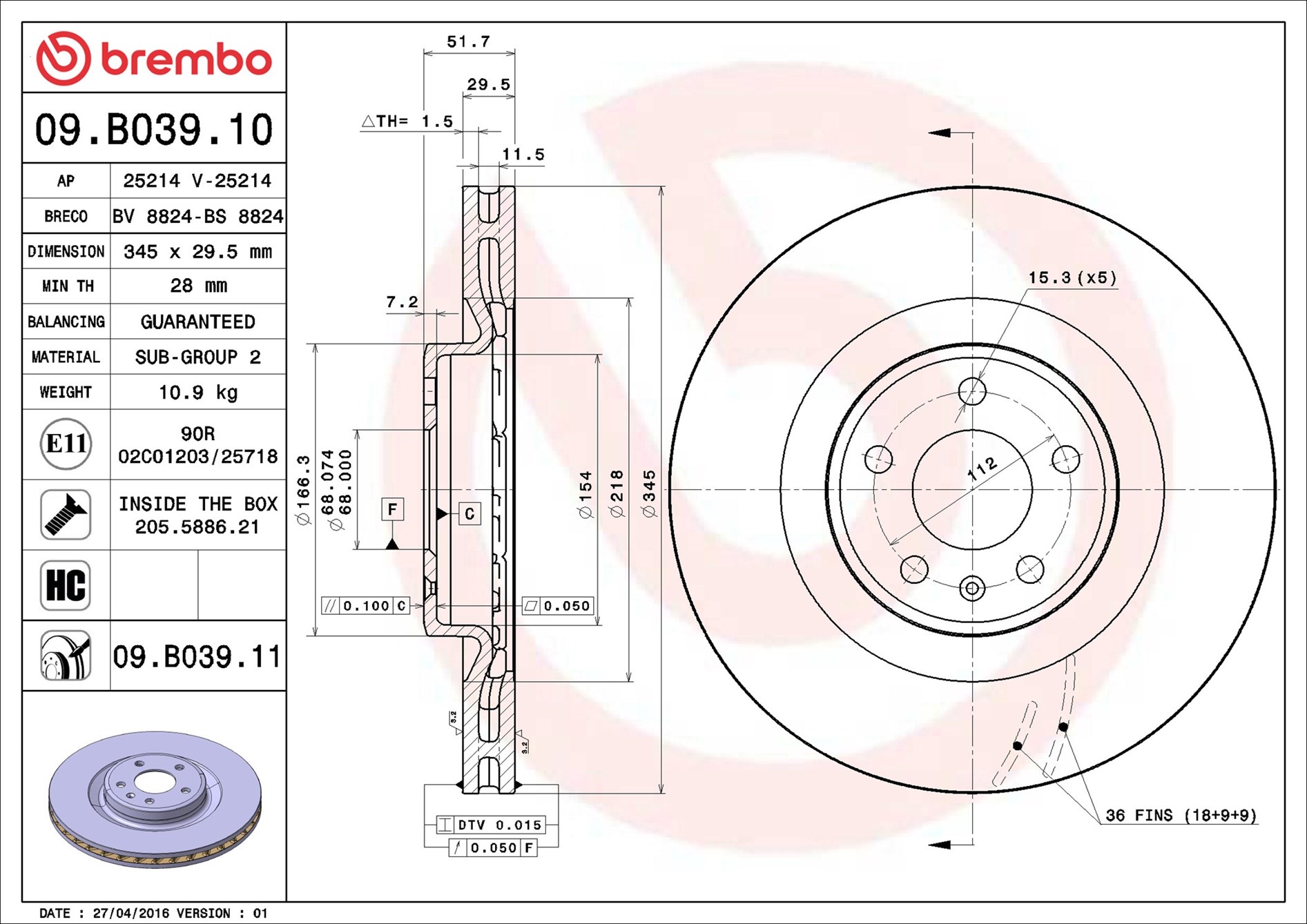 Discofreno - 09.B039.11 BREMBO