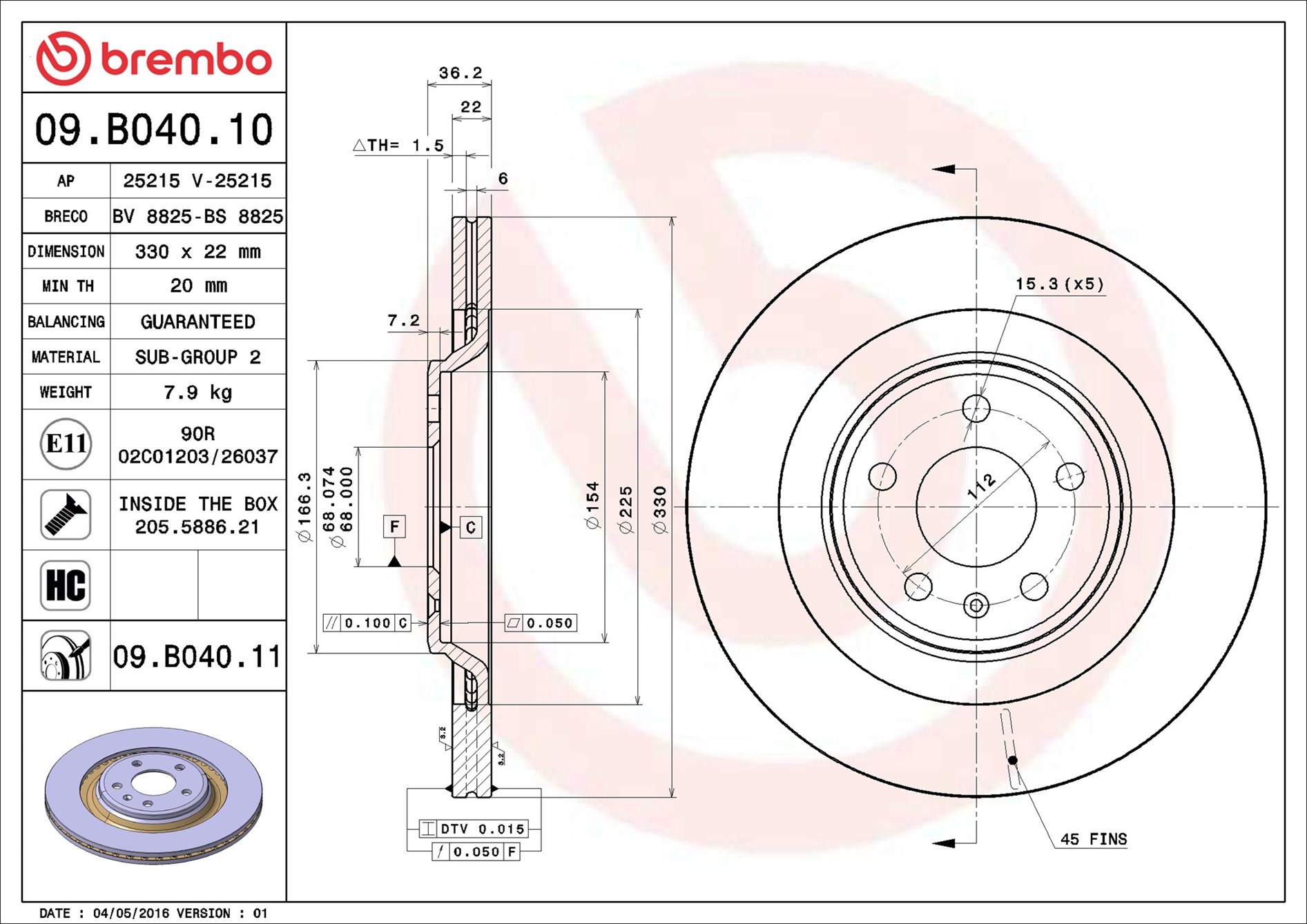Bremsscheibe - 09.B040.11 BREMBO