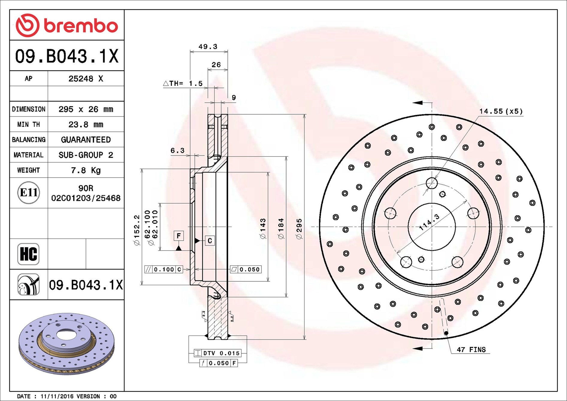 Discofreno - 09.B043.1X BREMBO