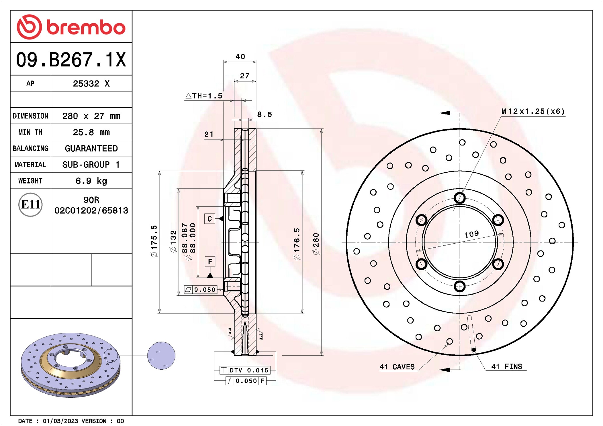Discofreno - 09.B267.1X BREMBO