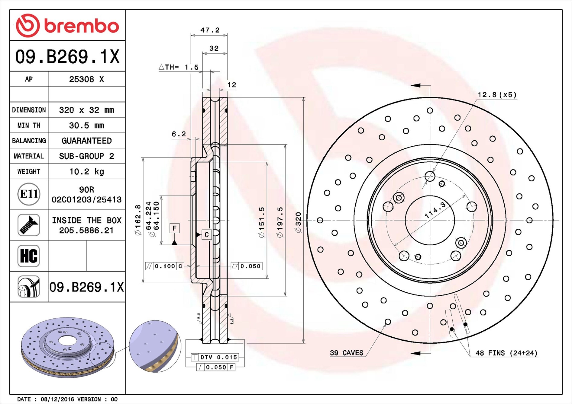 Brake Disc - 09.B269.1X BREMBO