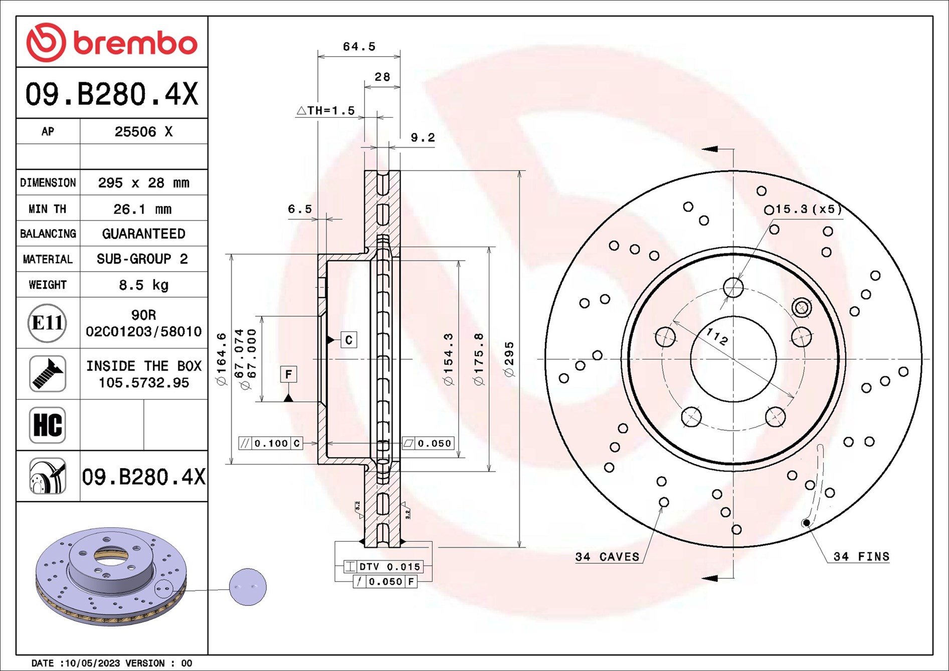 Discofreno - 09.B280.4X BREMBO