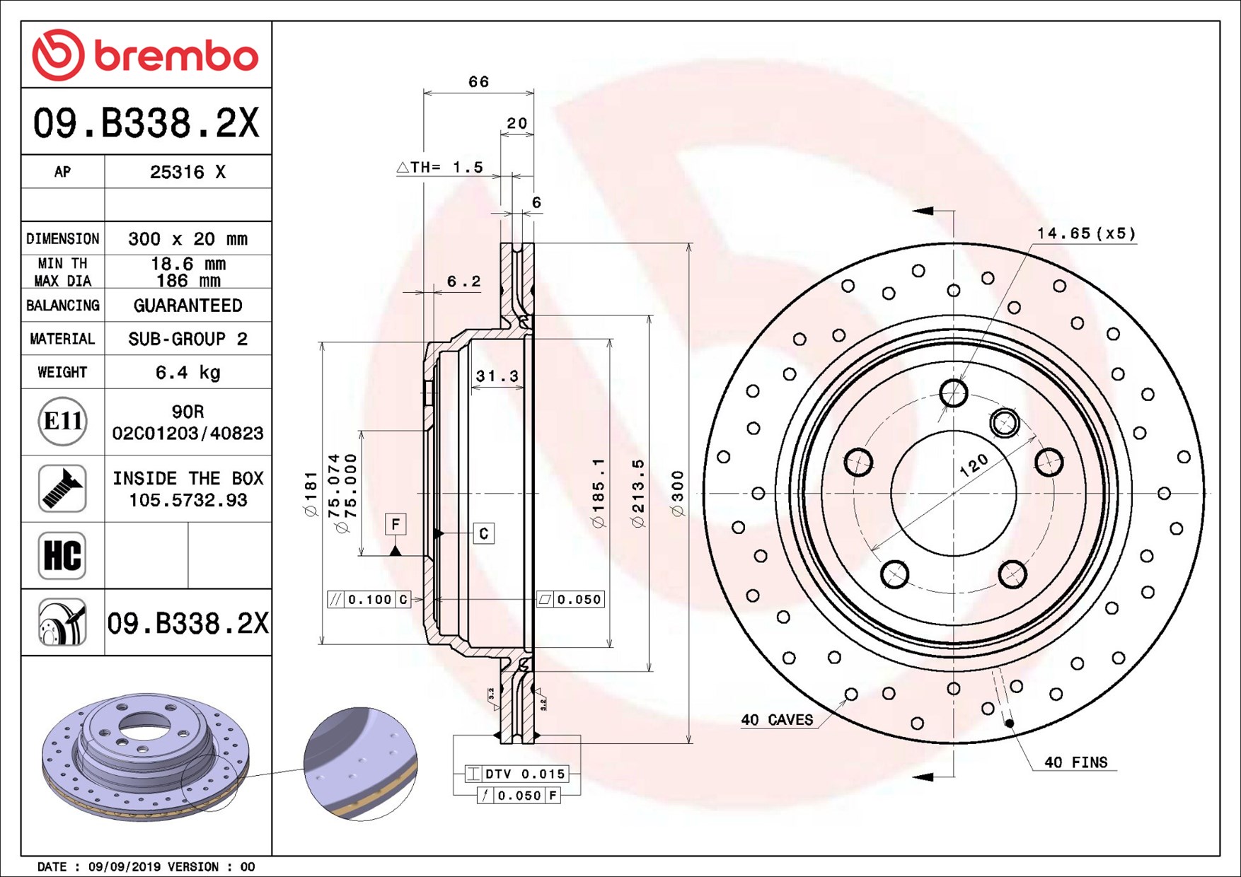 Discofreno - 09.B338.2X BREMBO