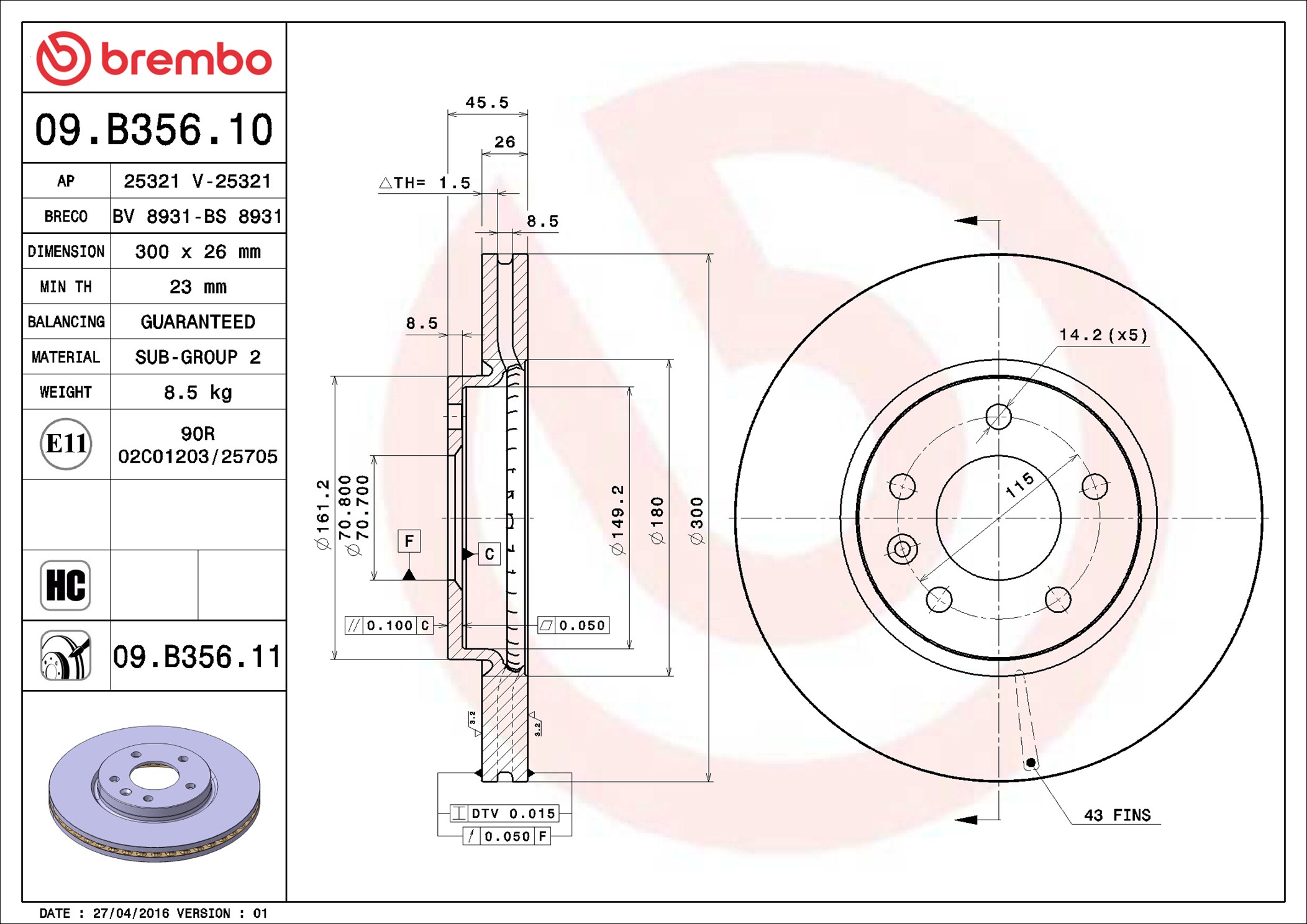 Discofreno - 09.B356.11 BREMBO