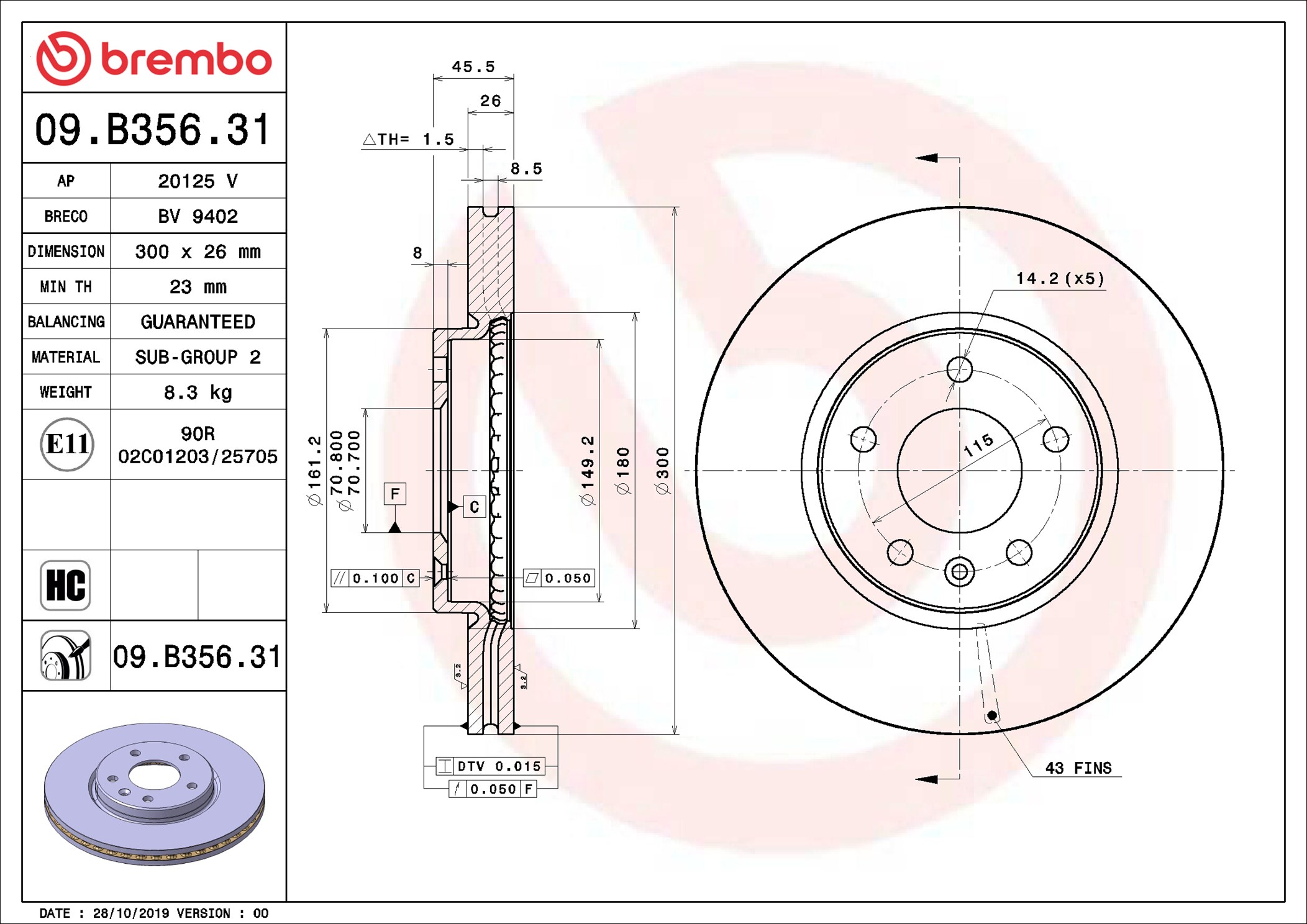 Discofreno - 09.B356.31 BREMBO