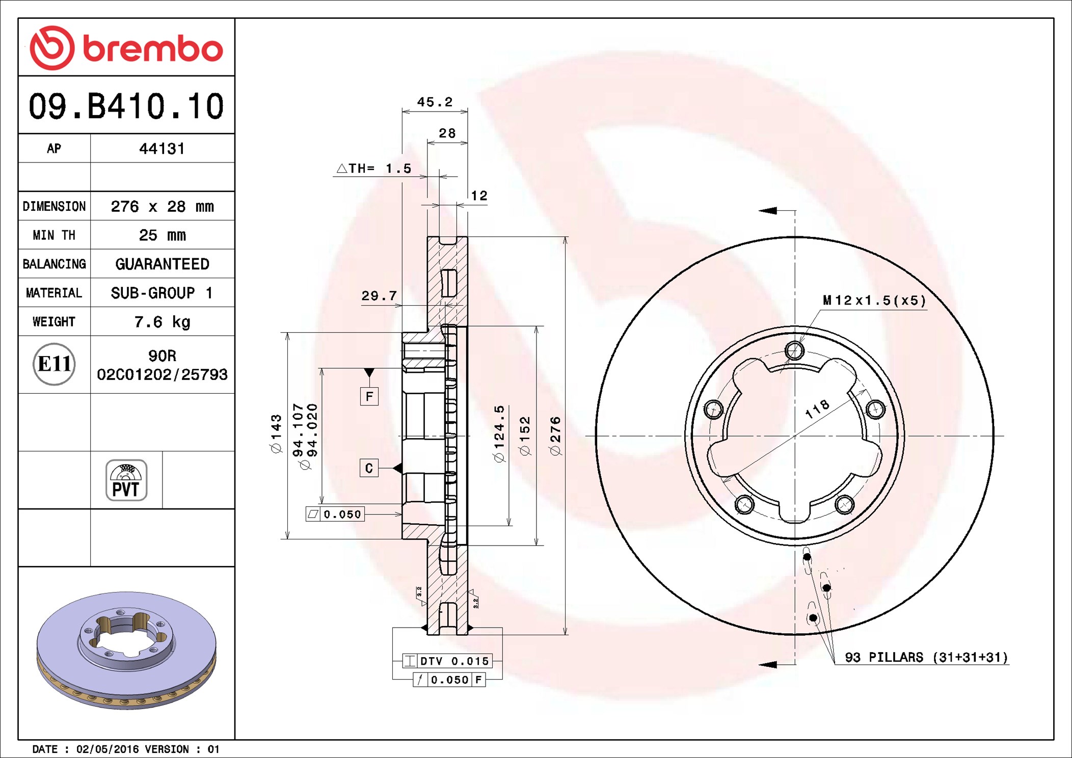 Brake Disc - 09.B410.10 BREMBO