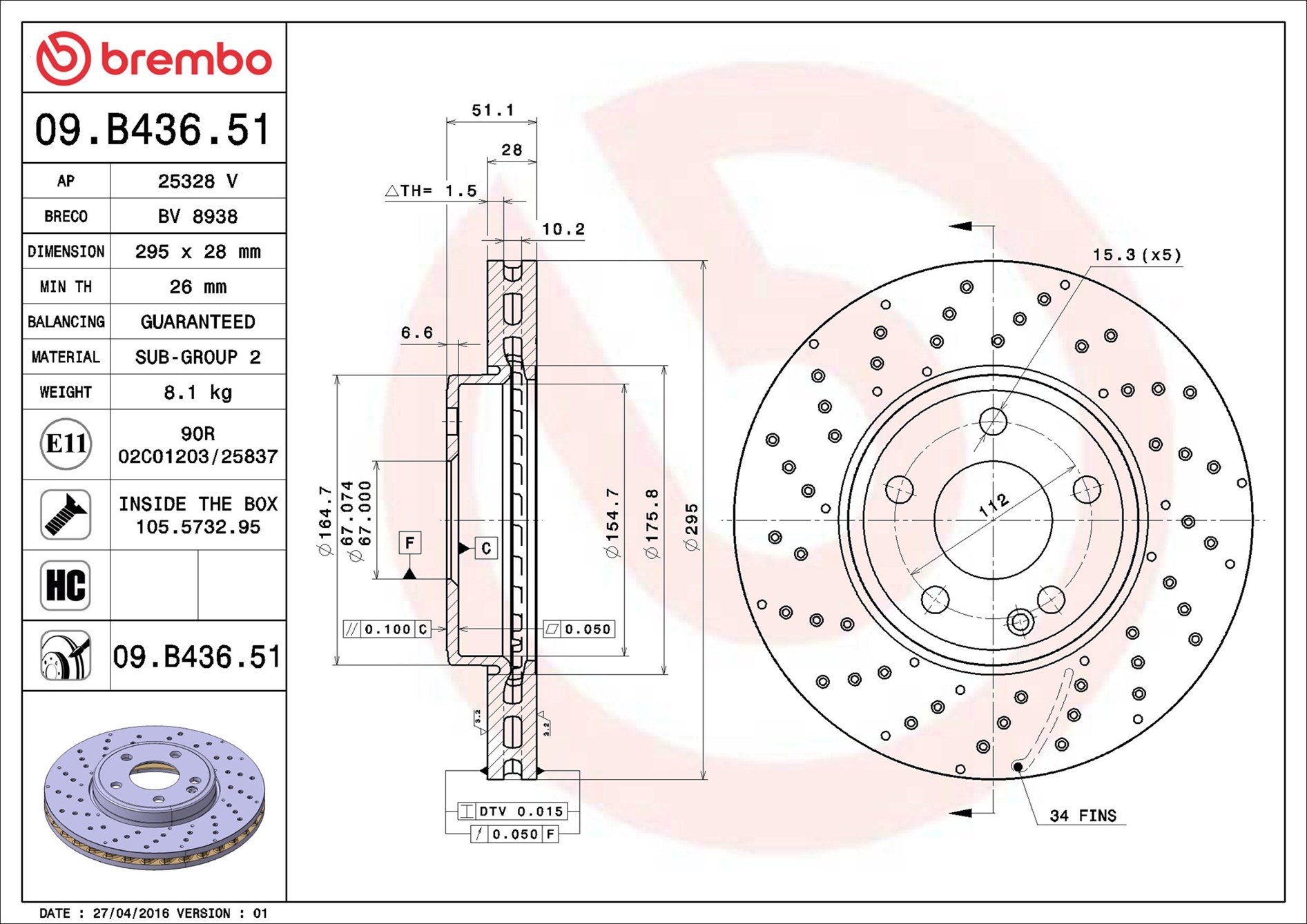 Discofreno - 09.B436.51 BREMBO