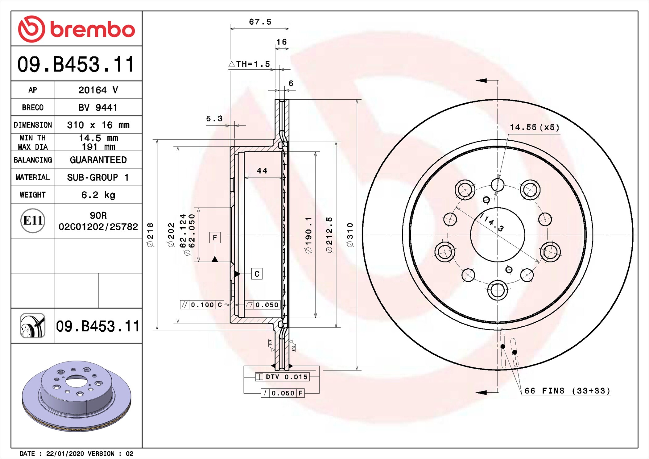 Discofreno - 09.B453.11 BREMBO