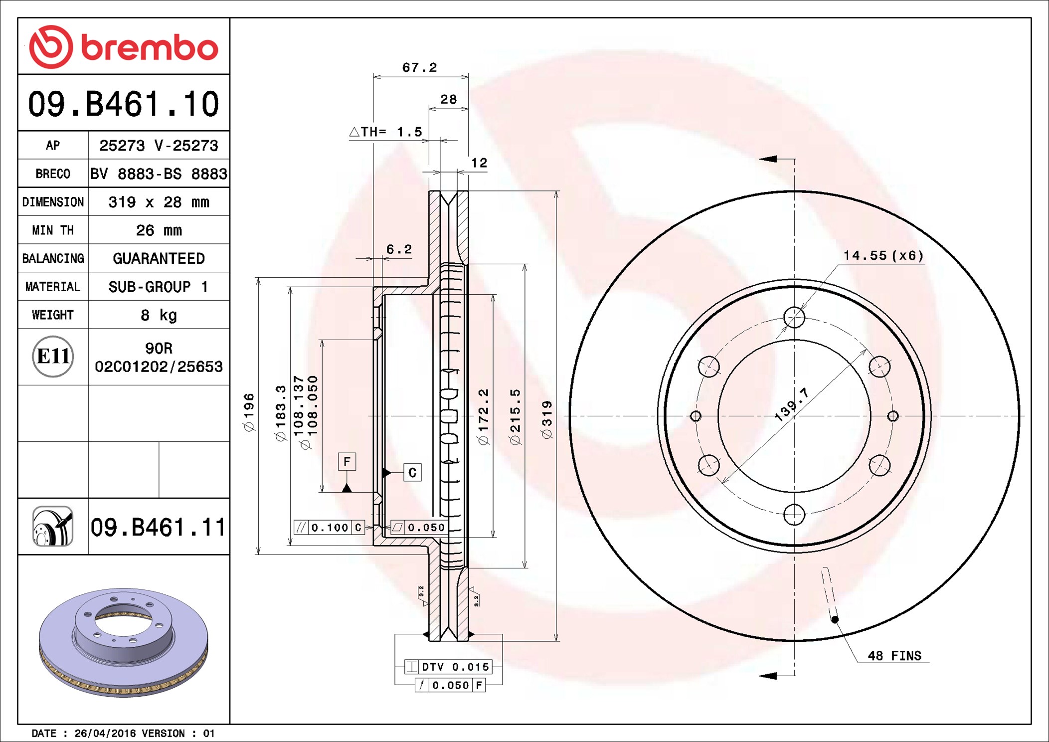 Discofreno - 09.B461.11 BREMBO