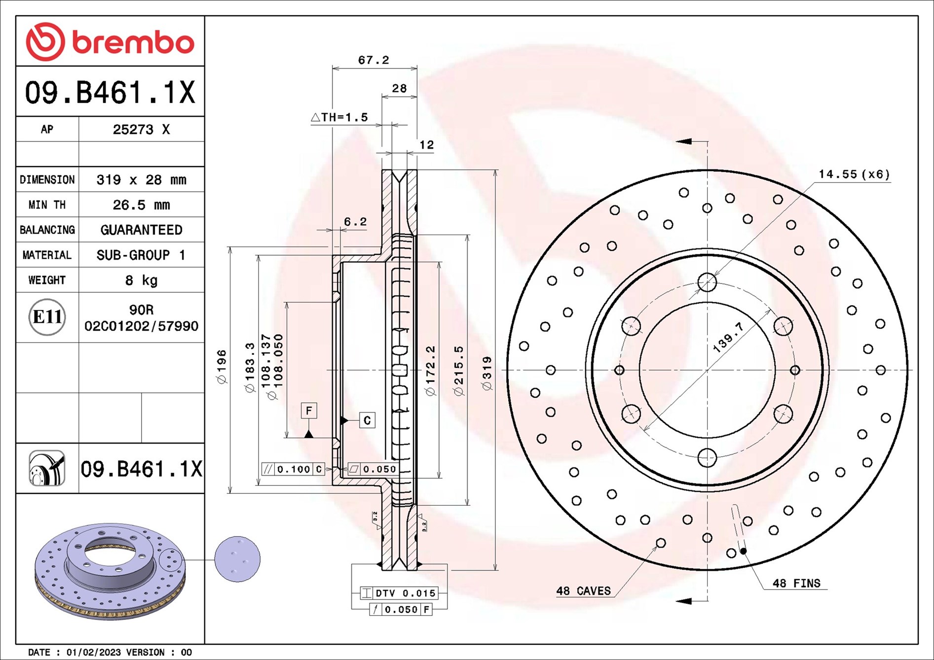 Discofreno - 09.B461.1X BREMBO