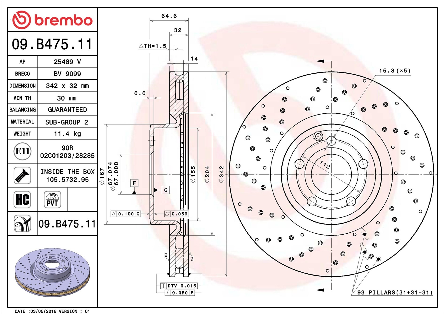 Bremsscheibe - 09.B475.11 BREMBO