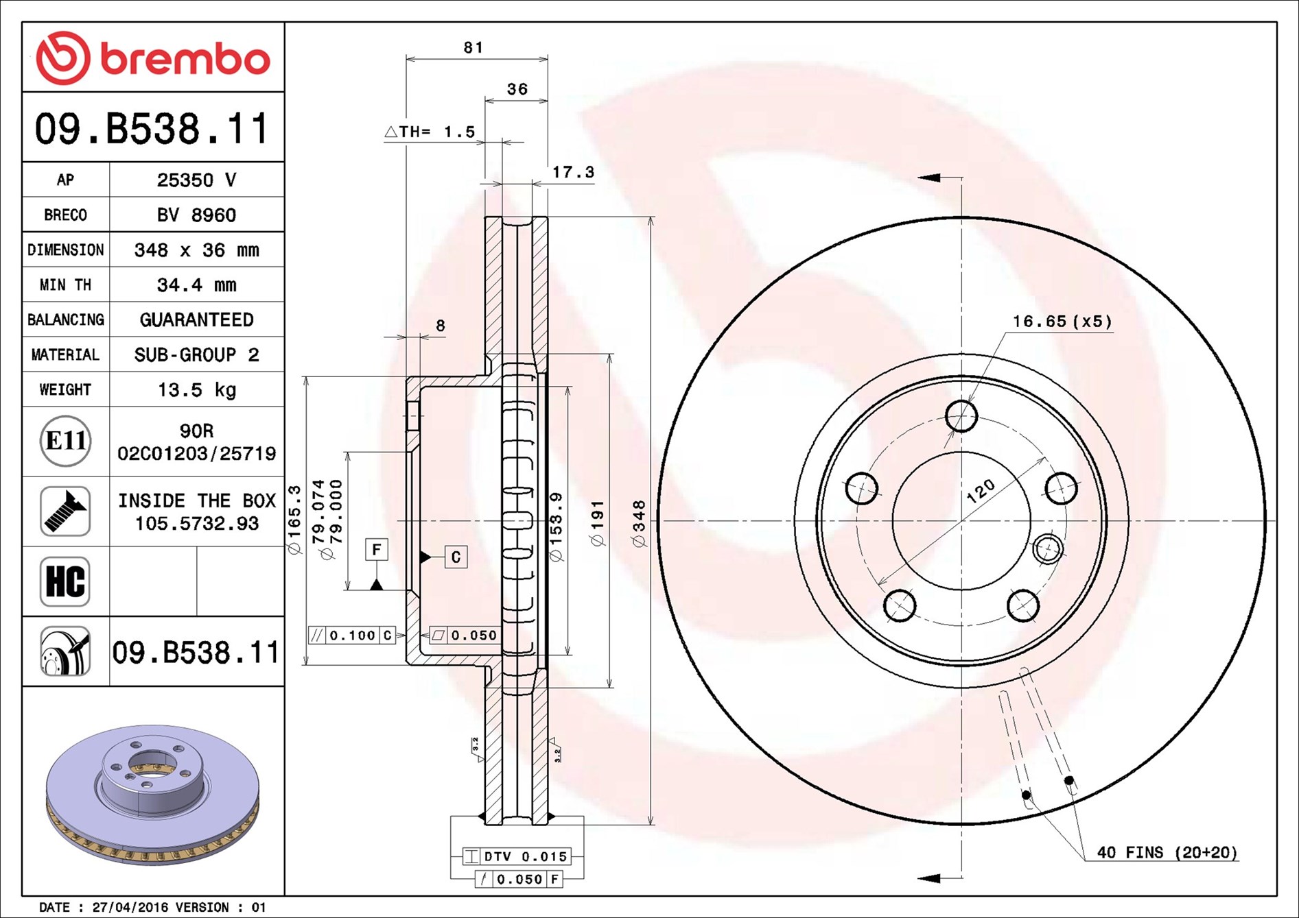 Discofreno - 09.B538.11 BREMBO