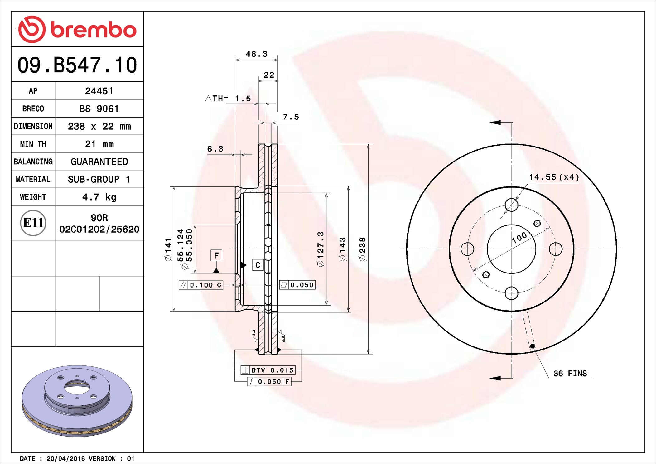 Discofreno - 09.B547.10 BREMBO