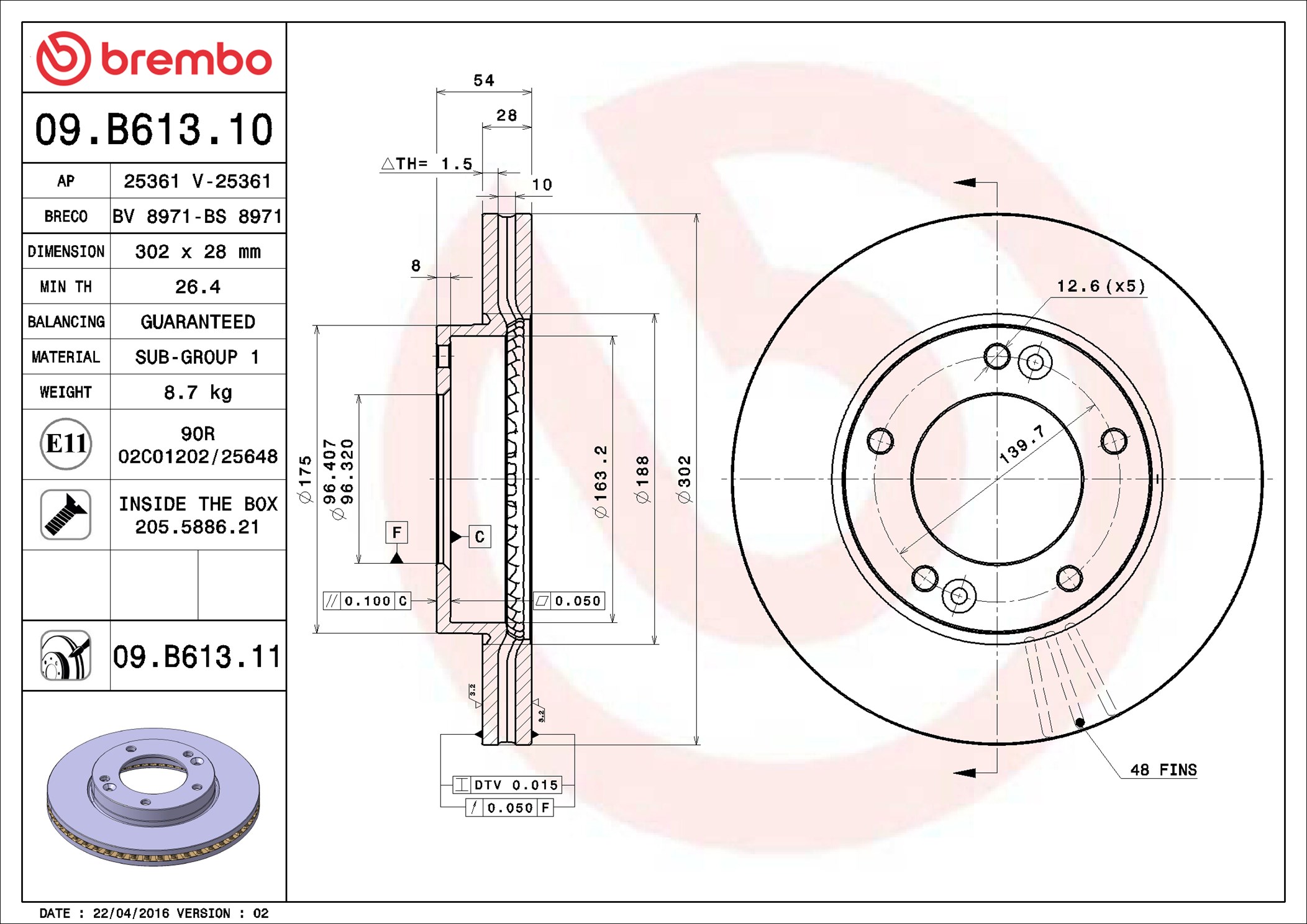 Discofreno - 09.B613.11 BREMBO