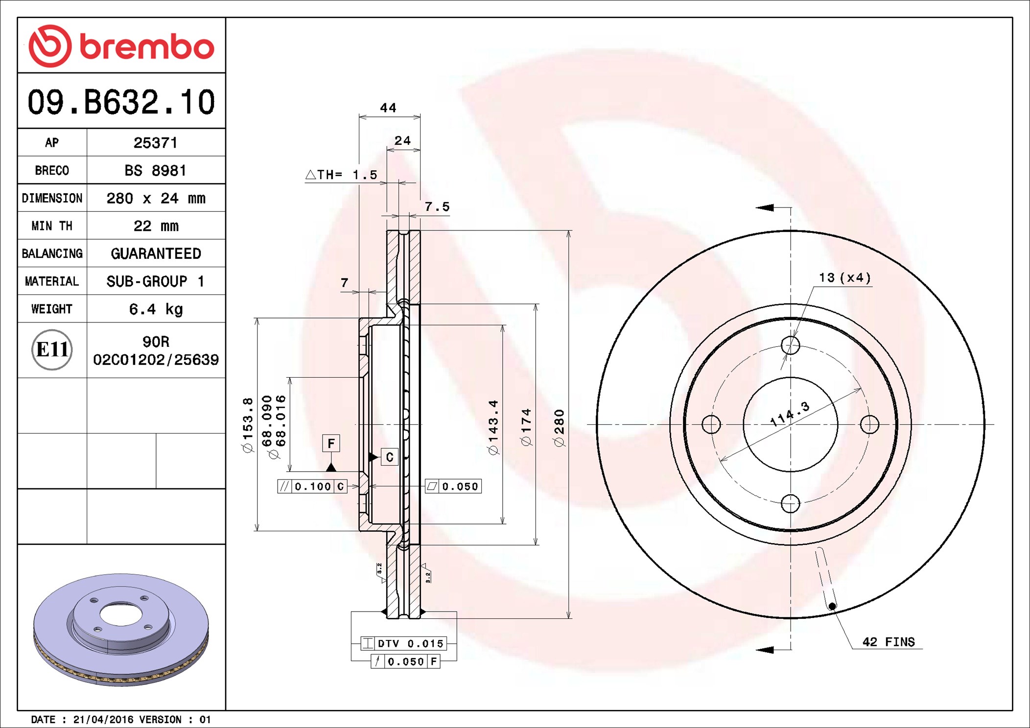 Discofreno - 09.B632.10 BREMBO
