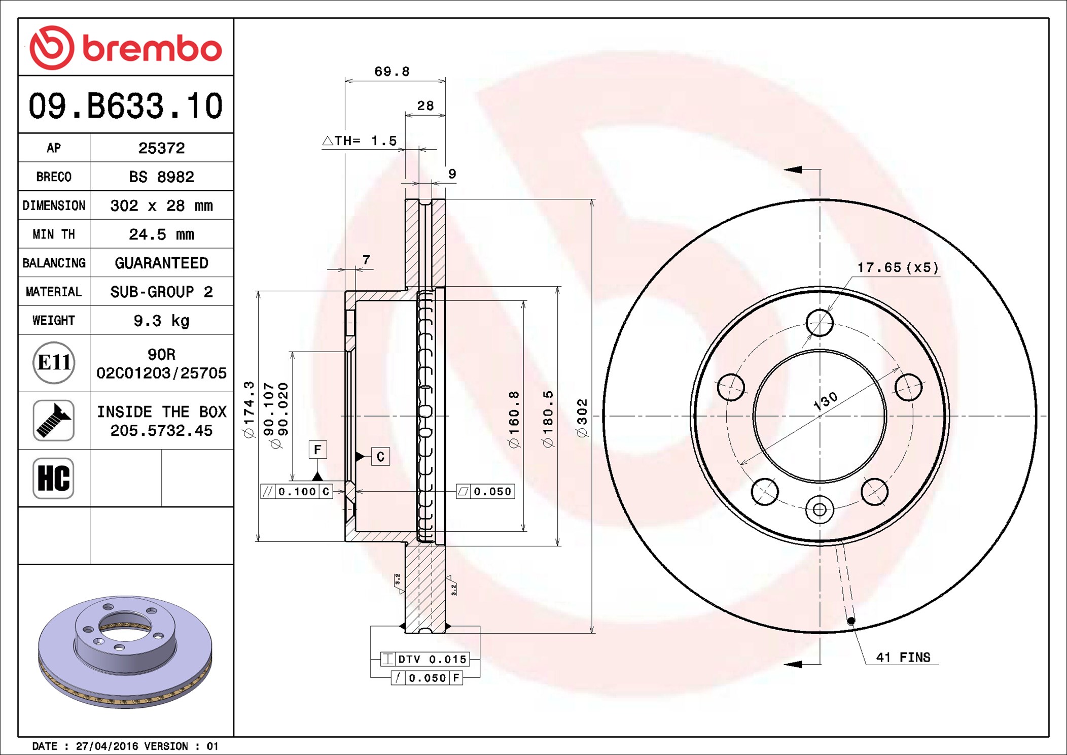 stabdžių diskas - 09.B633.10 BREMBO