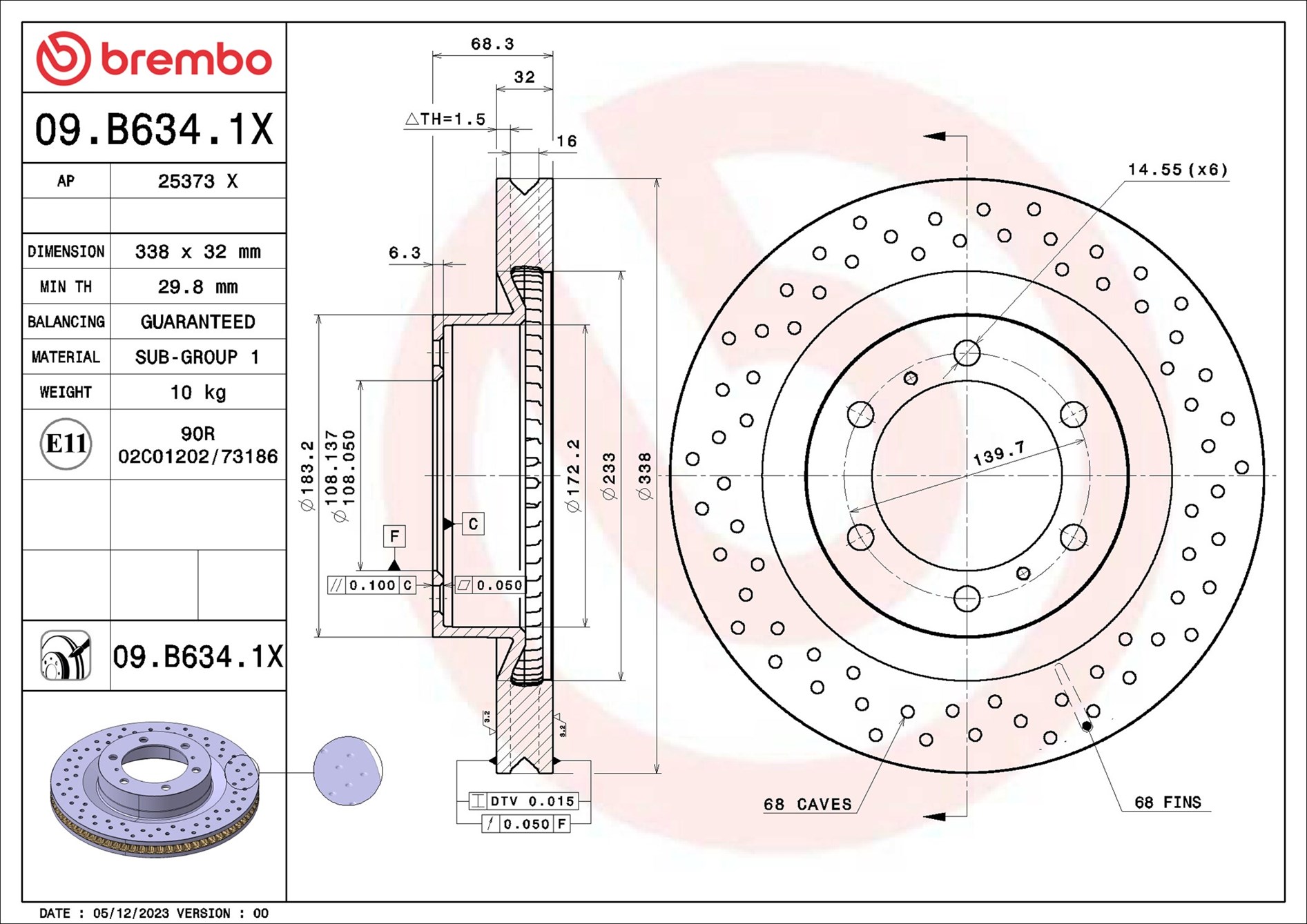 Brake Disc - 09.B634.1X BREMBO
