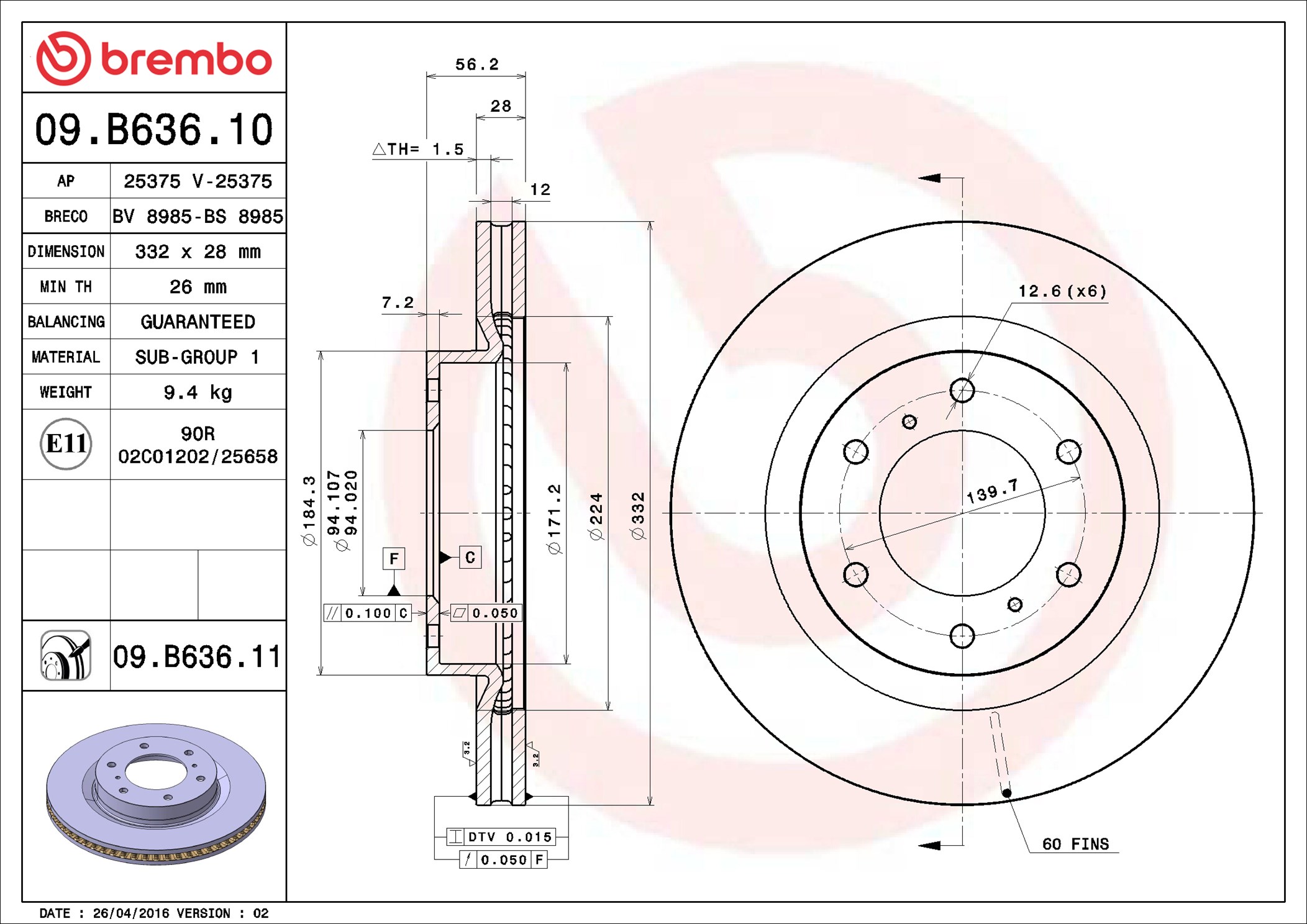 Discofreno - 09.B636.11 BREMBO