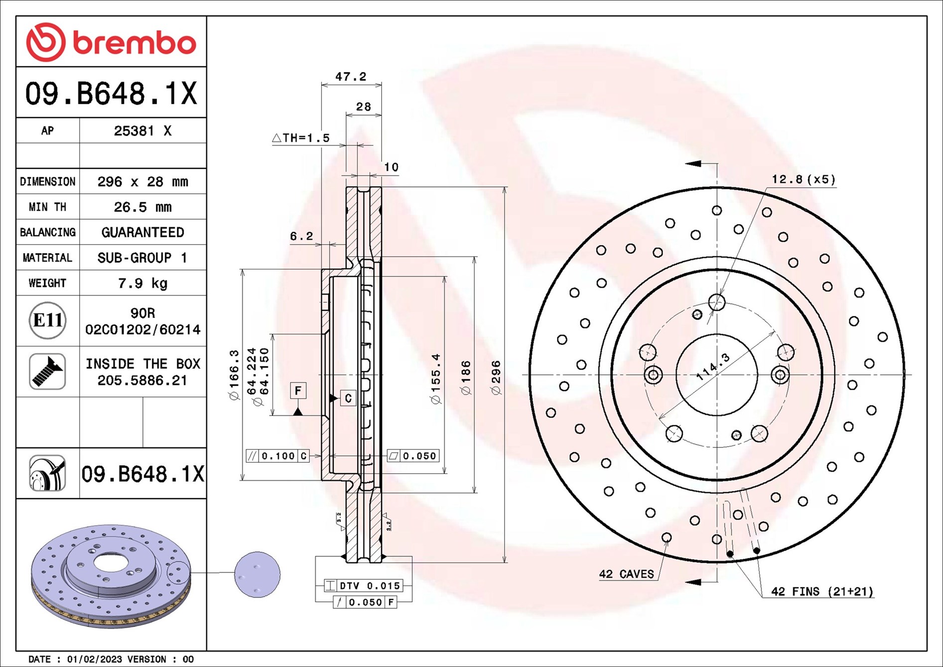 Brake Disc - 09.B648.1X BREMBO
