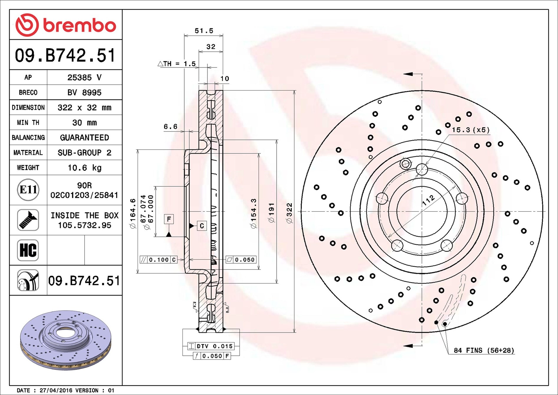 Discofreno - 09.B742.51 BREMBO